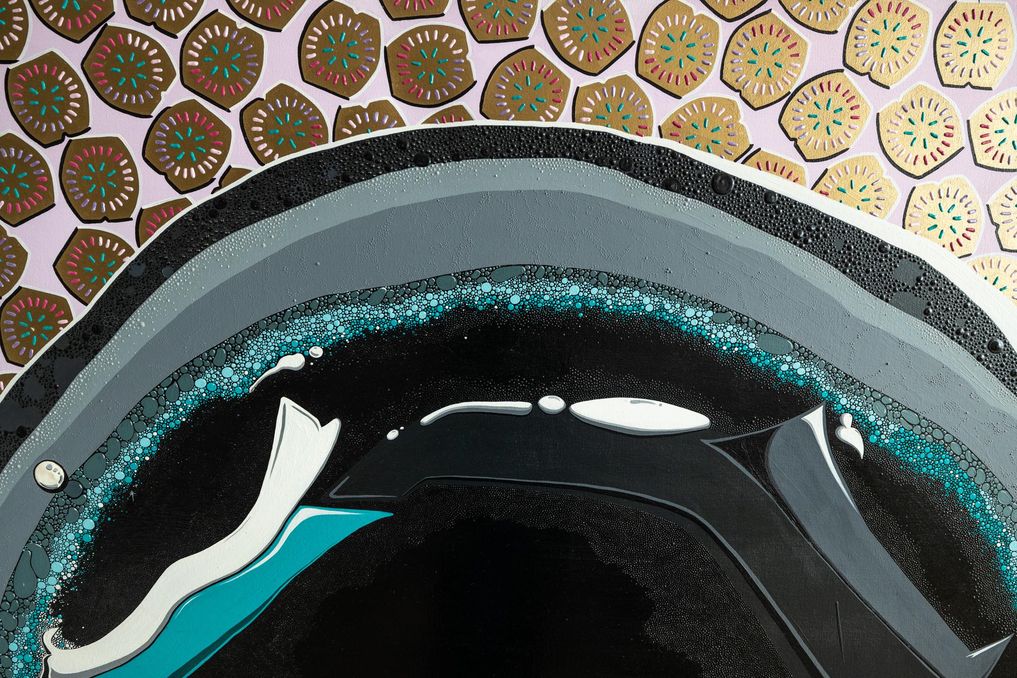 „Schwarzes Ei“ Acryl und dimensionale Farbe auf Leinwand  im Angebot 8