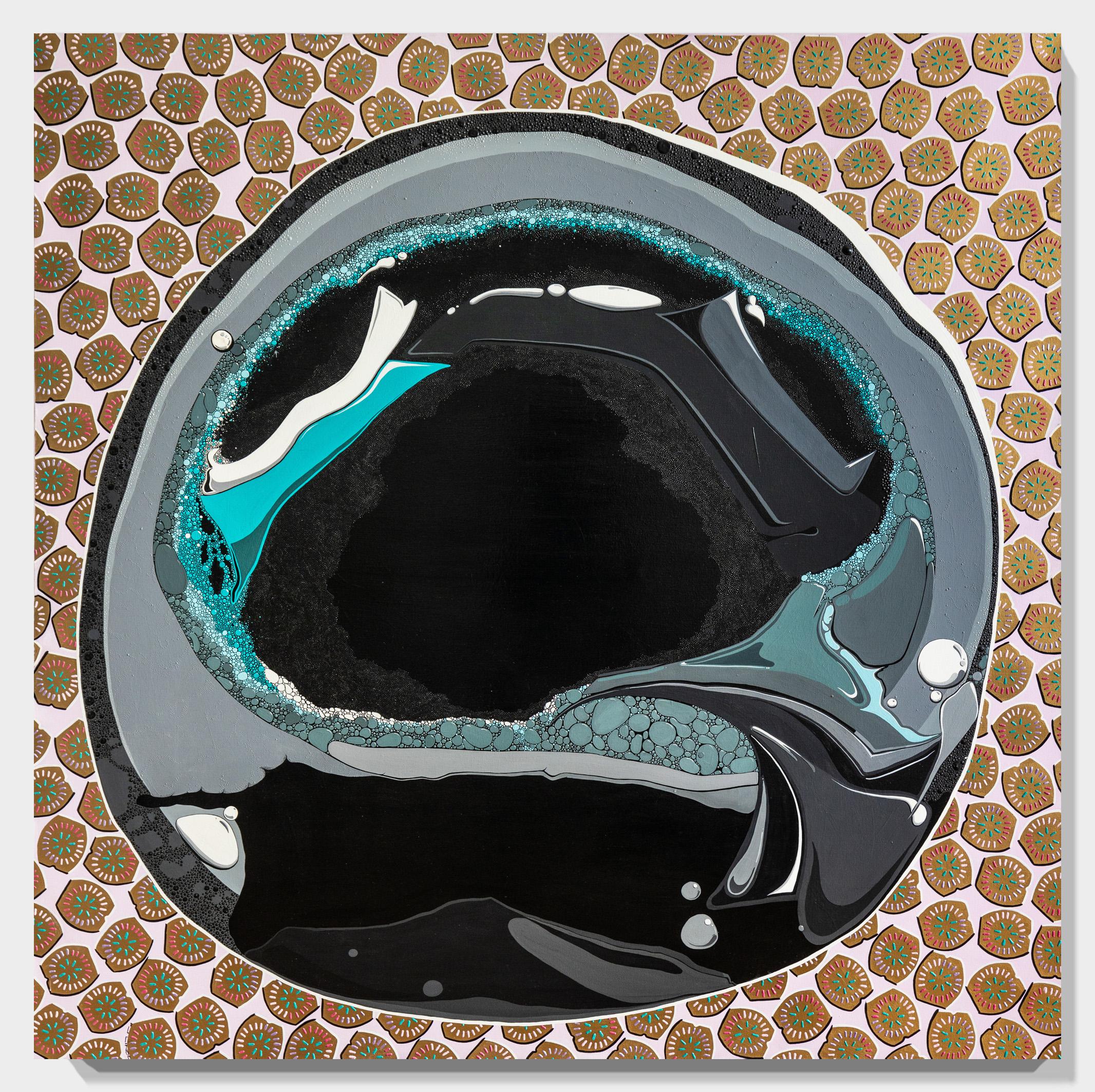„Schwarzes Ei“ Acryl und dimensionale Farbe auf Leinwand  im Angebot 9