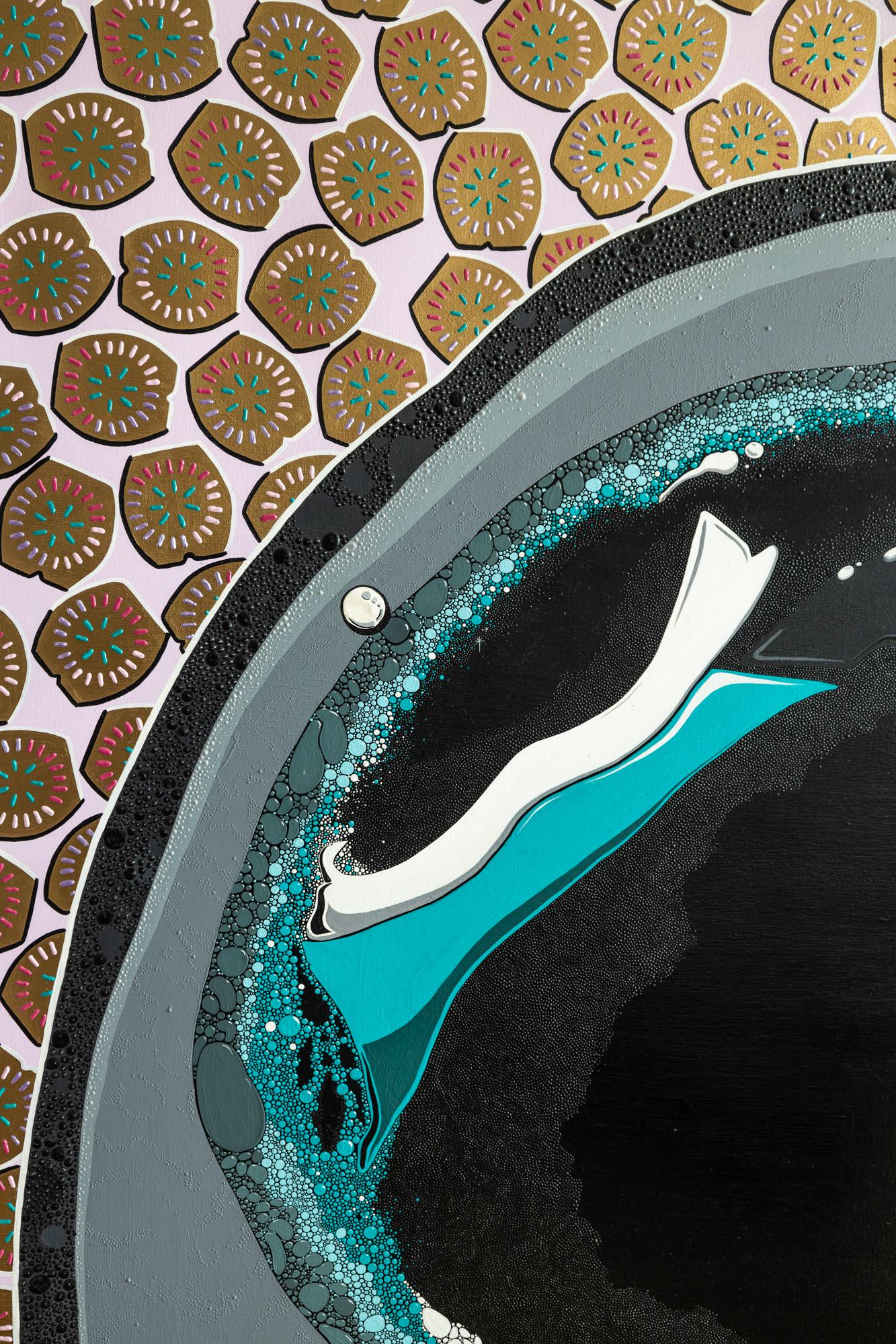 „Schwarzes Ei“ Acryl und dimensionale Farbe auf Leinwand  – Painting von PJ Linden