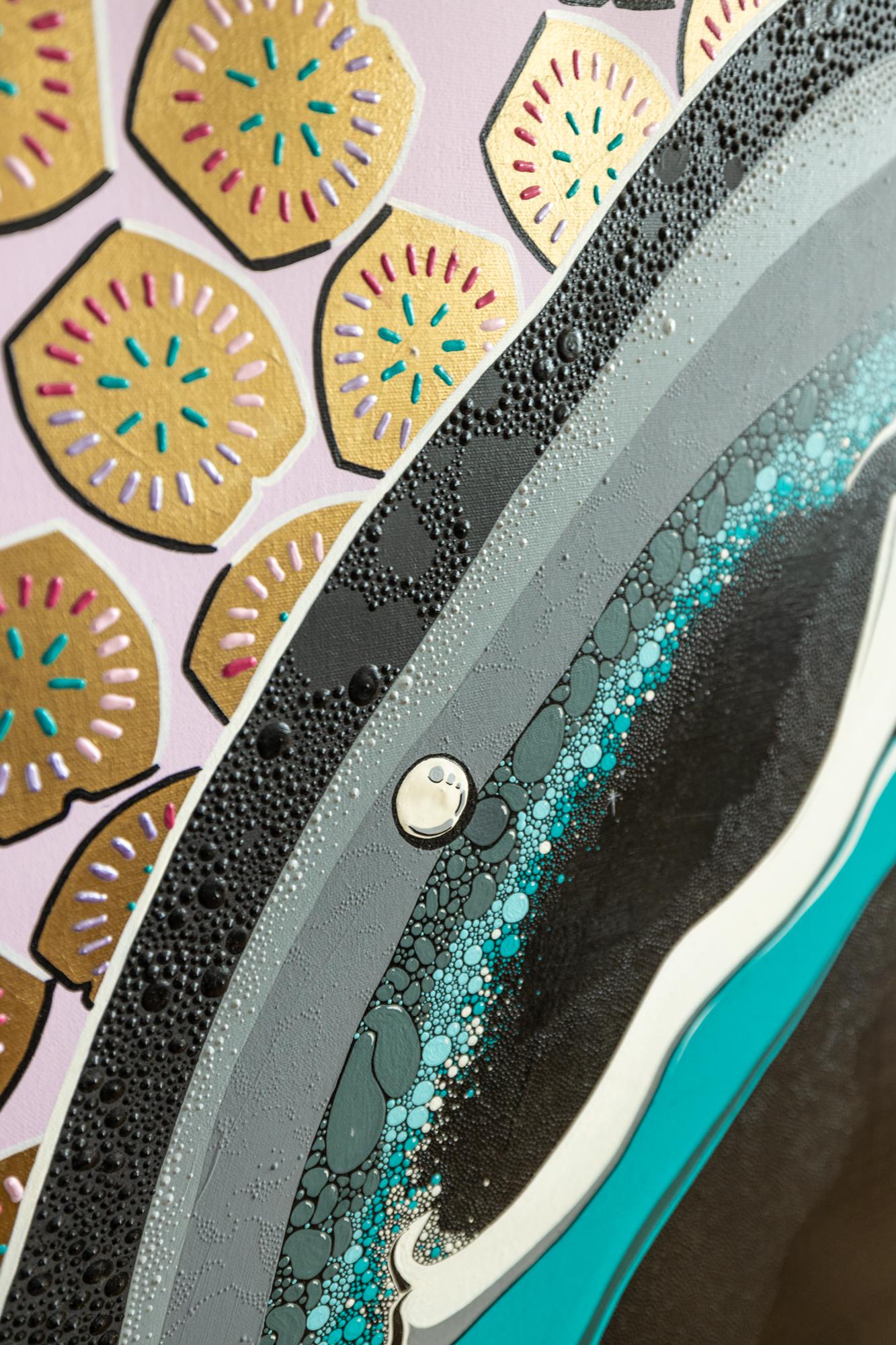 „Schwarzes Ei“ Acryl und dimensionale Farbe auf Leinwand  (Zeitgenössisch), Painting, von PJ Linden