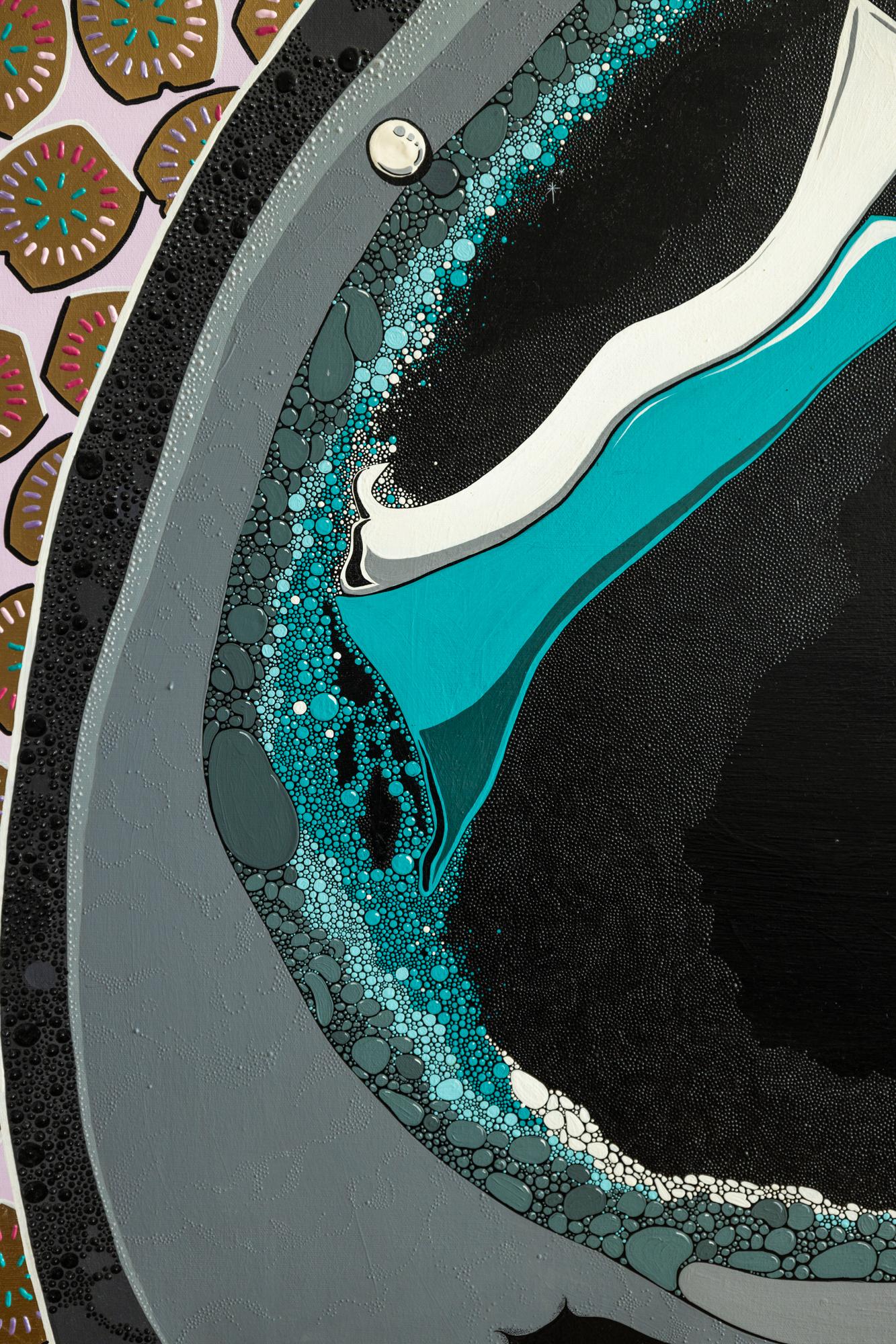 „Schwarzes Ei“ Acryl und dimensionale Farbe auf Leinwand  im Angebot 1