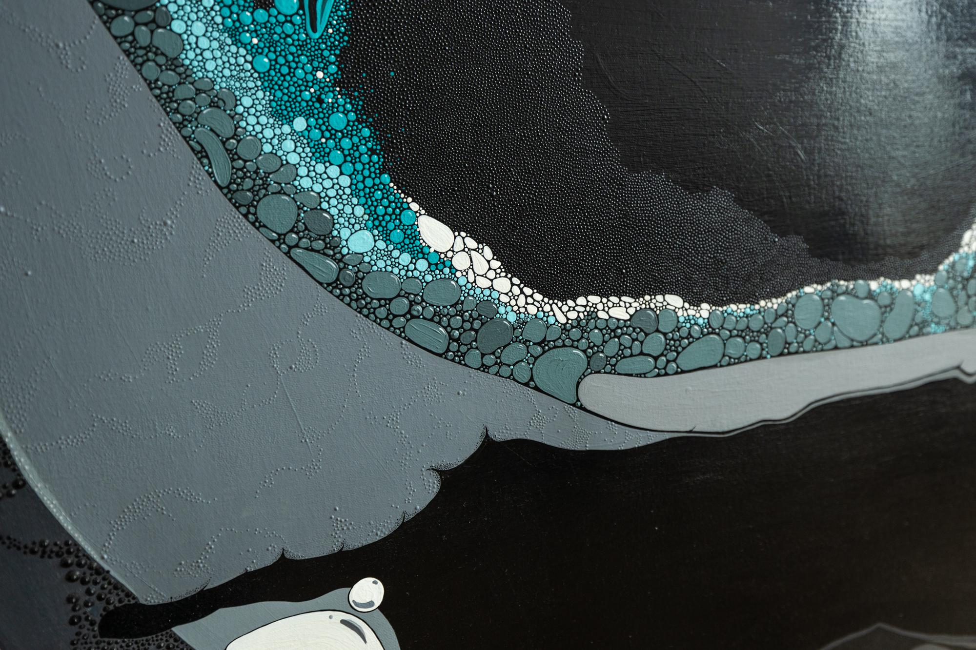 „Schwarzes Ei“ Acryl und dimensionale Farbe auf Leinwand  im Angebot 4