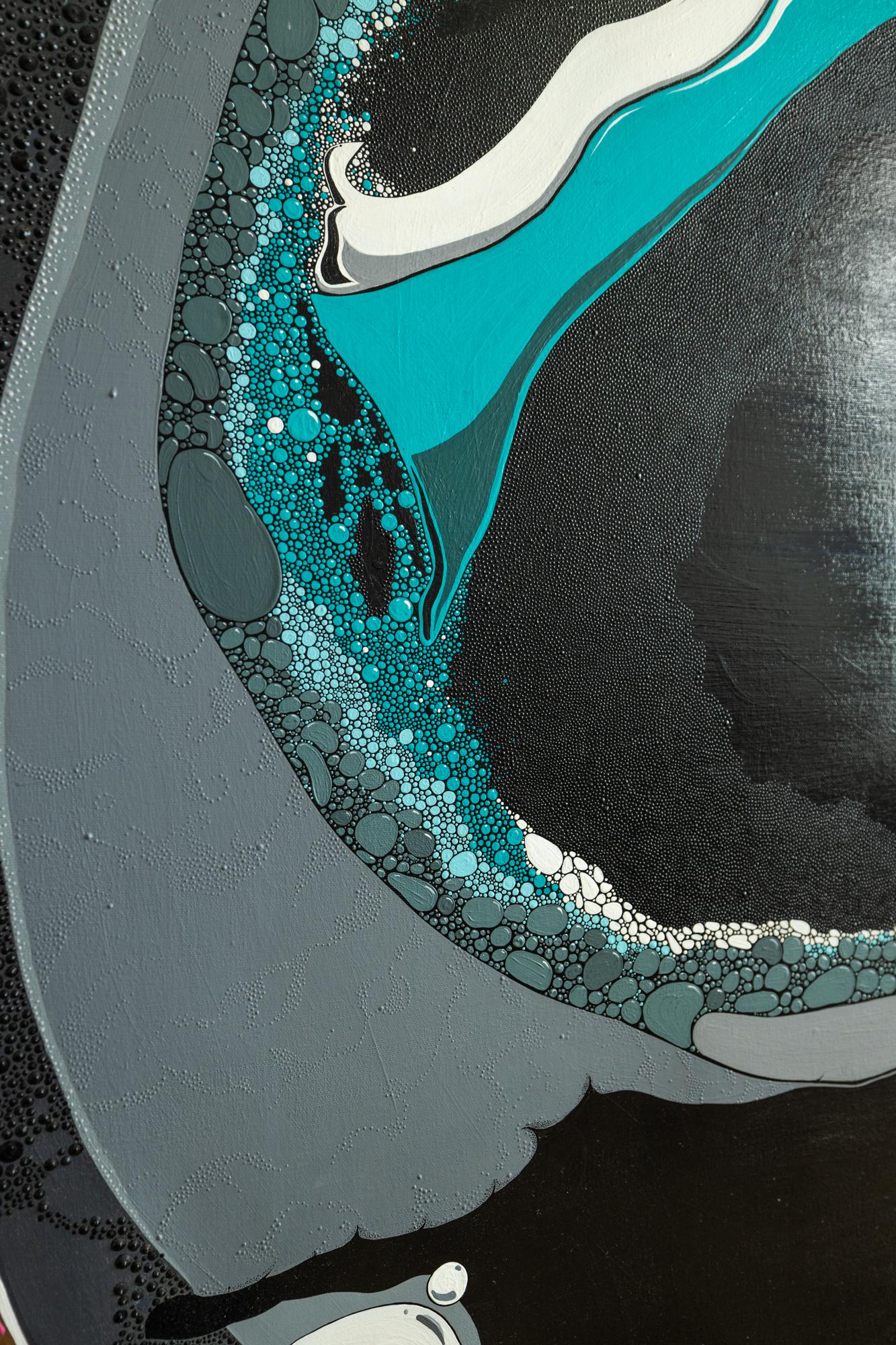 „Schwarzes Ei“ Acryl und dimensionale Farbe auf Leinwand  im Angebot 5