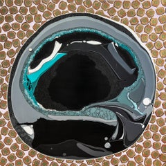 „Schwarzes Ei“ Acryl und dimensionale Farbe auf Leinwand 