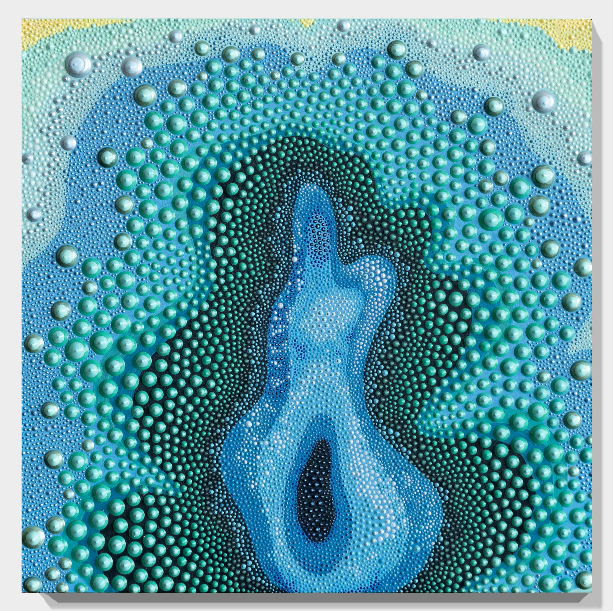 „Cultured Clam“ Aquatisch inspirierte, dimensionale Farbe auf Leinwand im Angebot 5