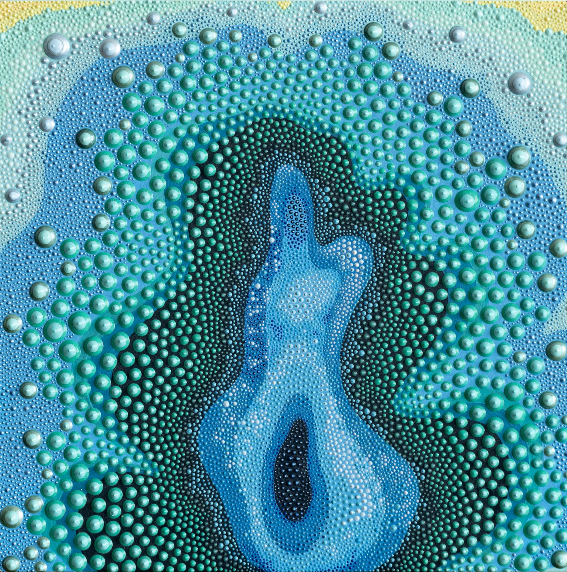 „Cultured Clam“ Aquatisch inspirierte, dimensionale Farbe auf Leinwand