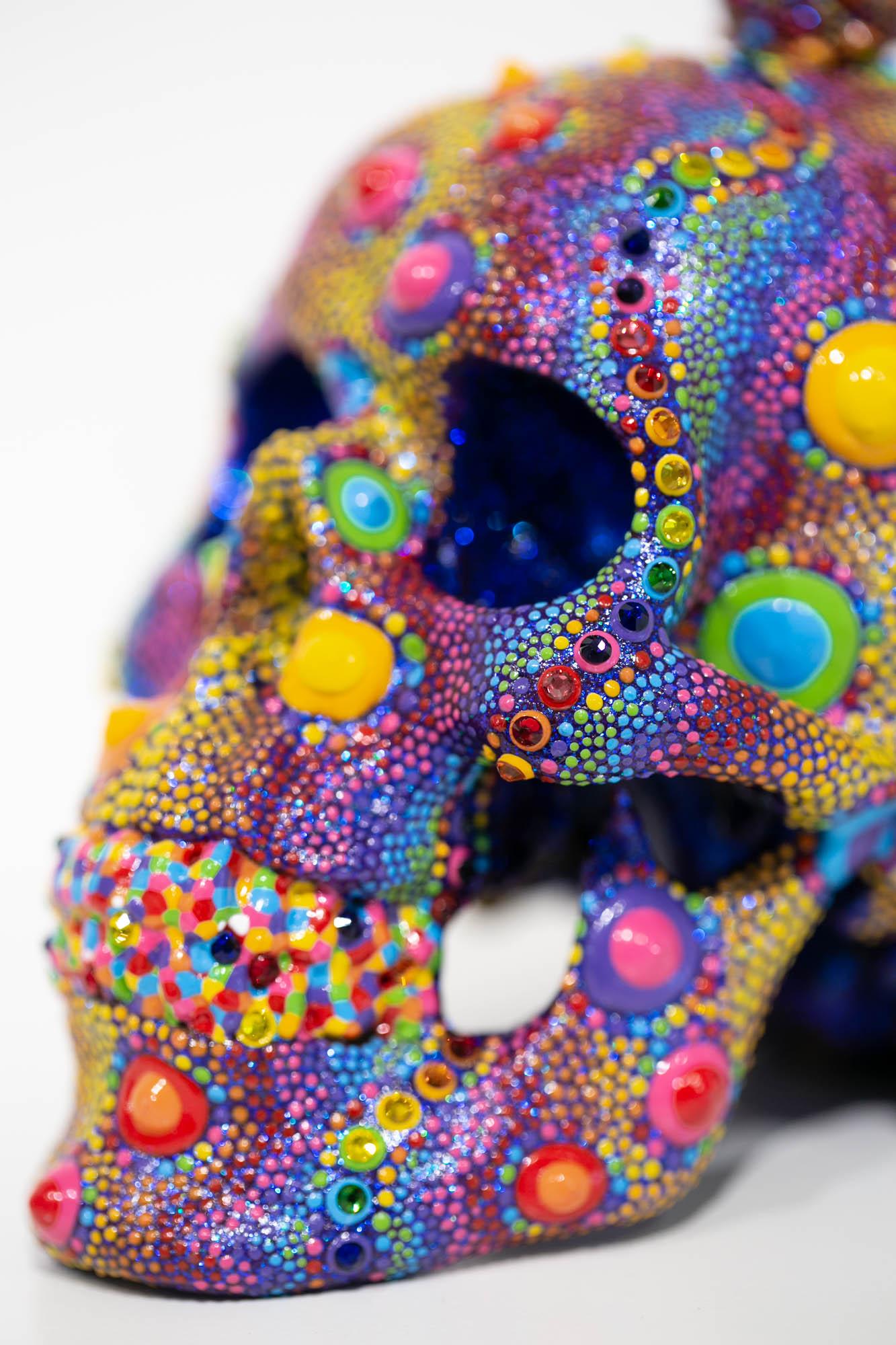 Candy Urchin Skull - Beige Still-Life Sculpture by PJ Linden
