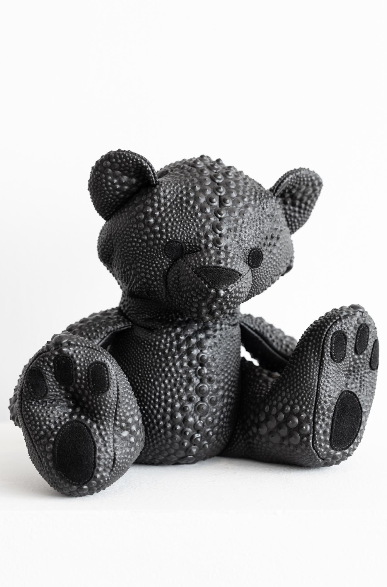 PJ Linden Still-Life Sculpture - "Leather Bear" Dimensional paint on leather