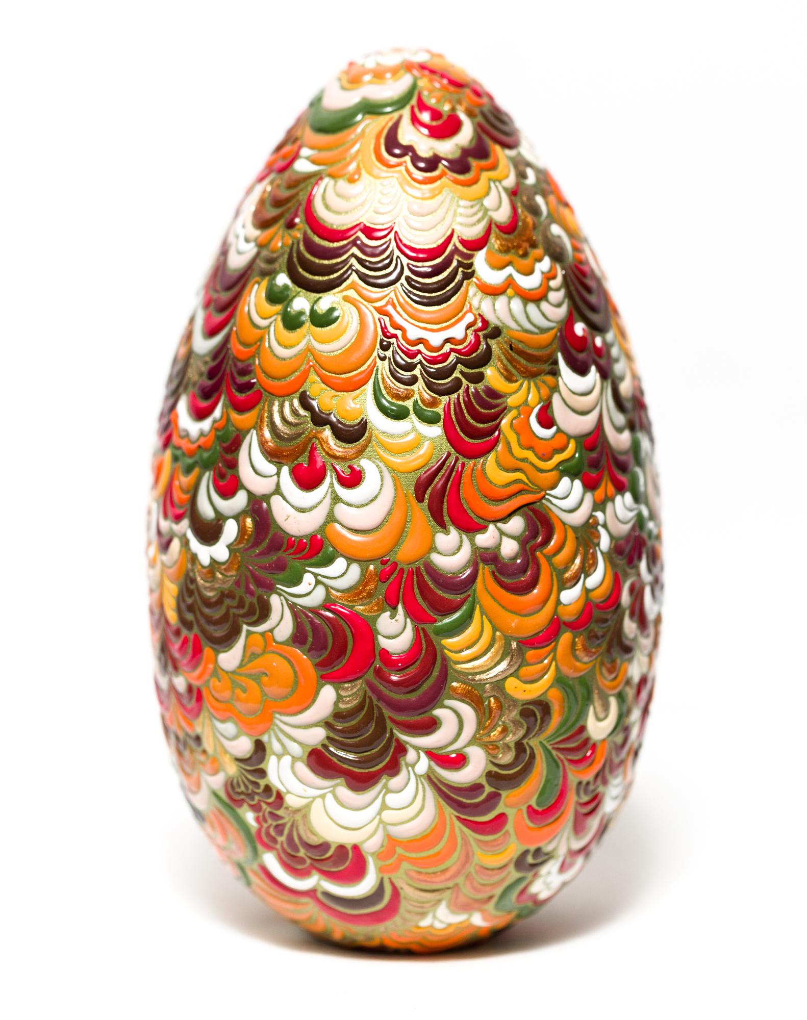 PJ Linden Abstract Sculpture - "Lenor Larson Egg", Pattern, Brand Design, Texture, Red, Gold, Abstract