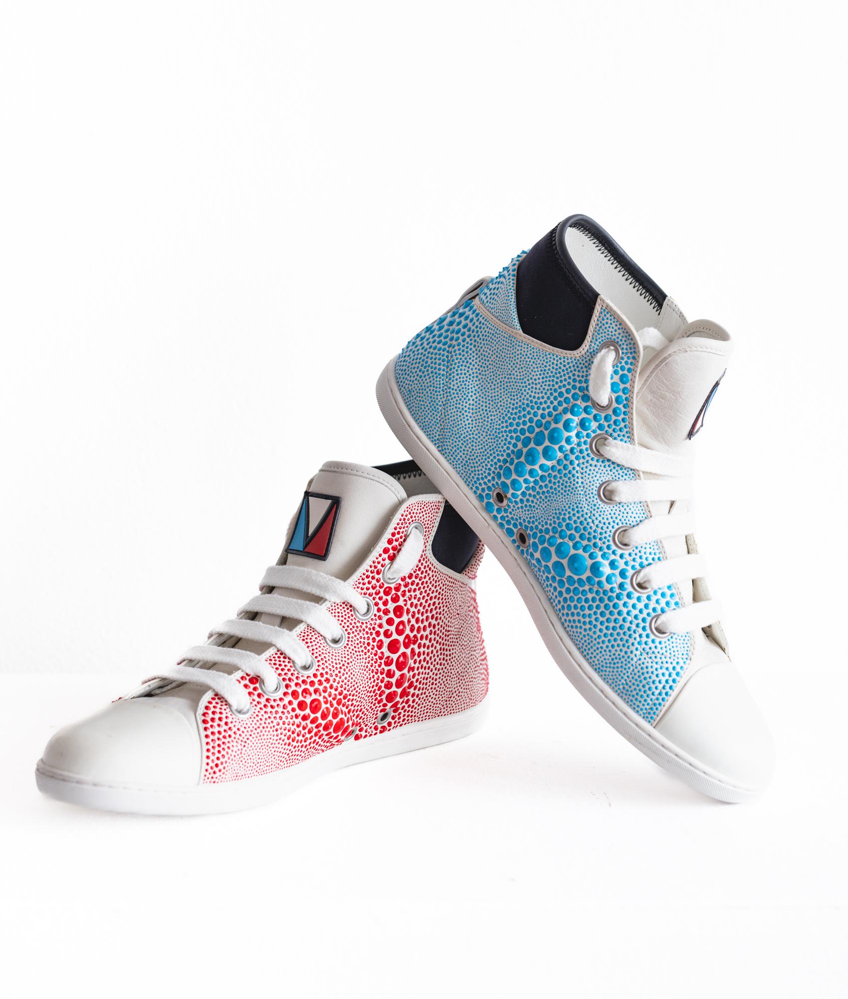 "Louis Vuitton Puff Tops" Pair, Custom Louis Vuitton shoes, abstract design