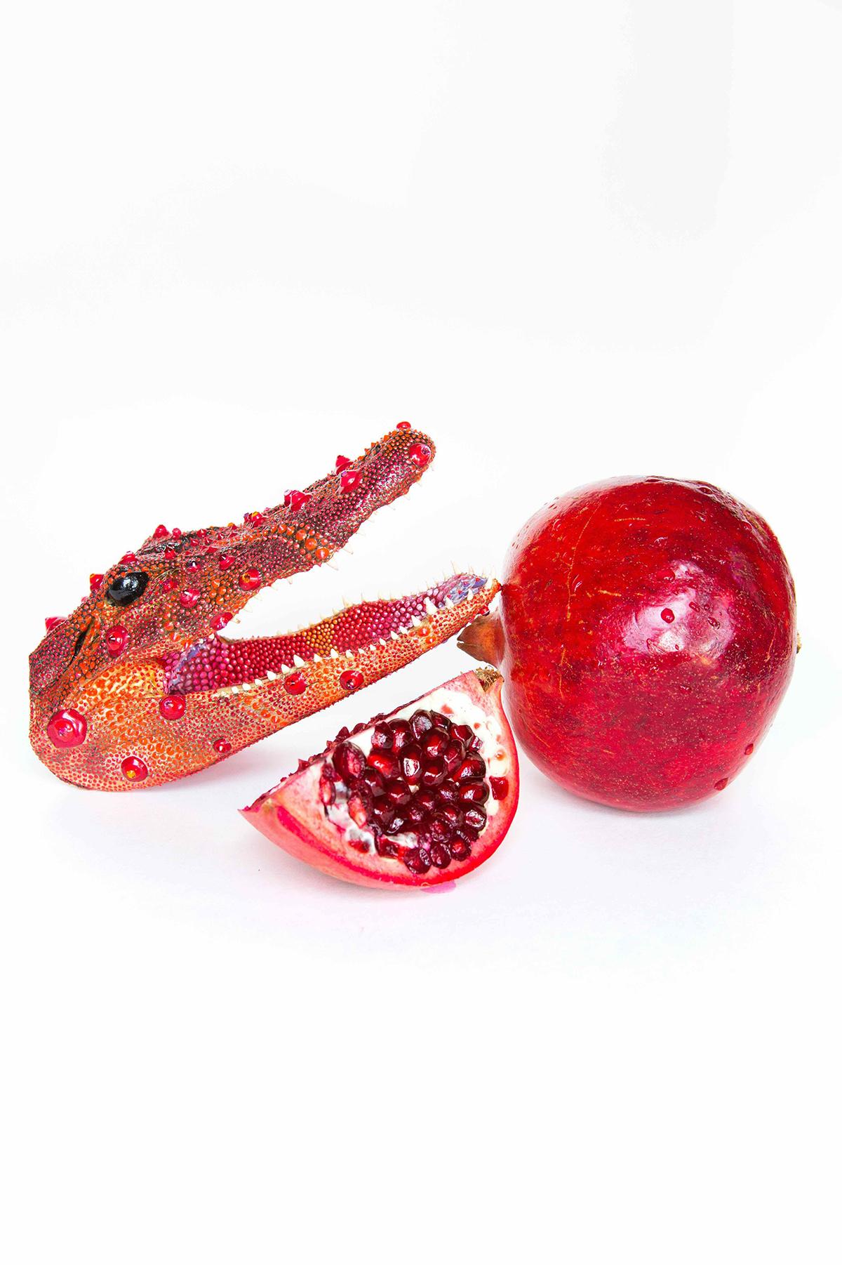 Pomegranate Gator - Sculpture by PJ Linden