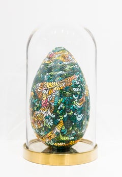 "Tiger Eye Camouflage", Egg Motif, Pattern Design, Dimensional Paint on Wood