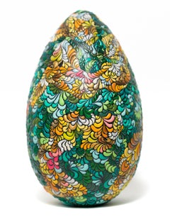 "Tiger Eye Camouflage", Egg Motif, Pattern Design, Dimensional Paint on Wood