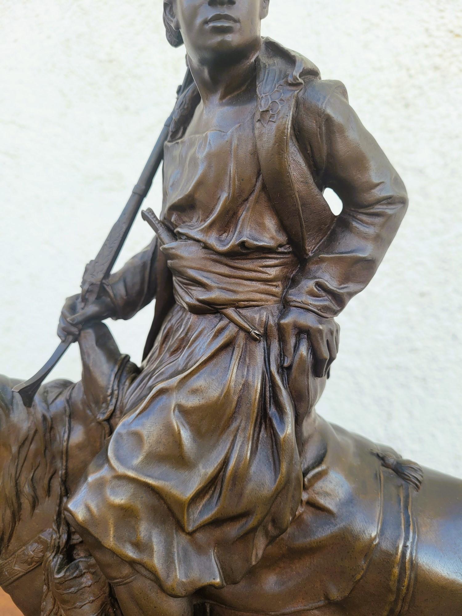 Pj Mêne, Cacciatore africano, bronzo firmato, XIX secolo in vendita 5