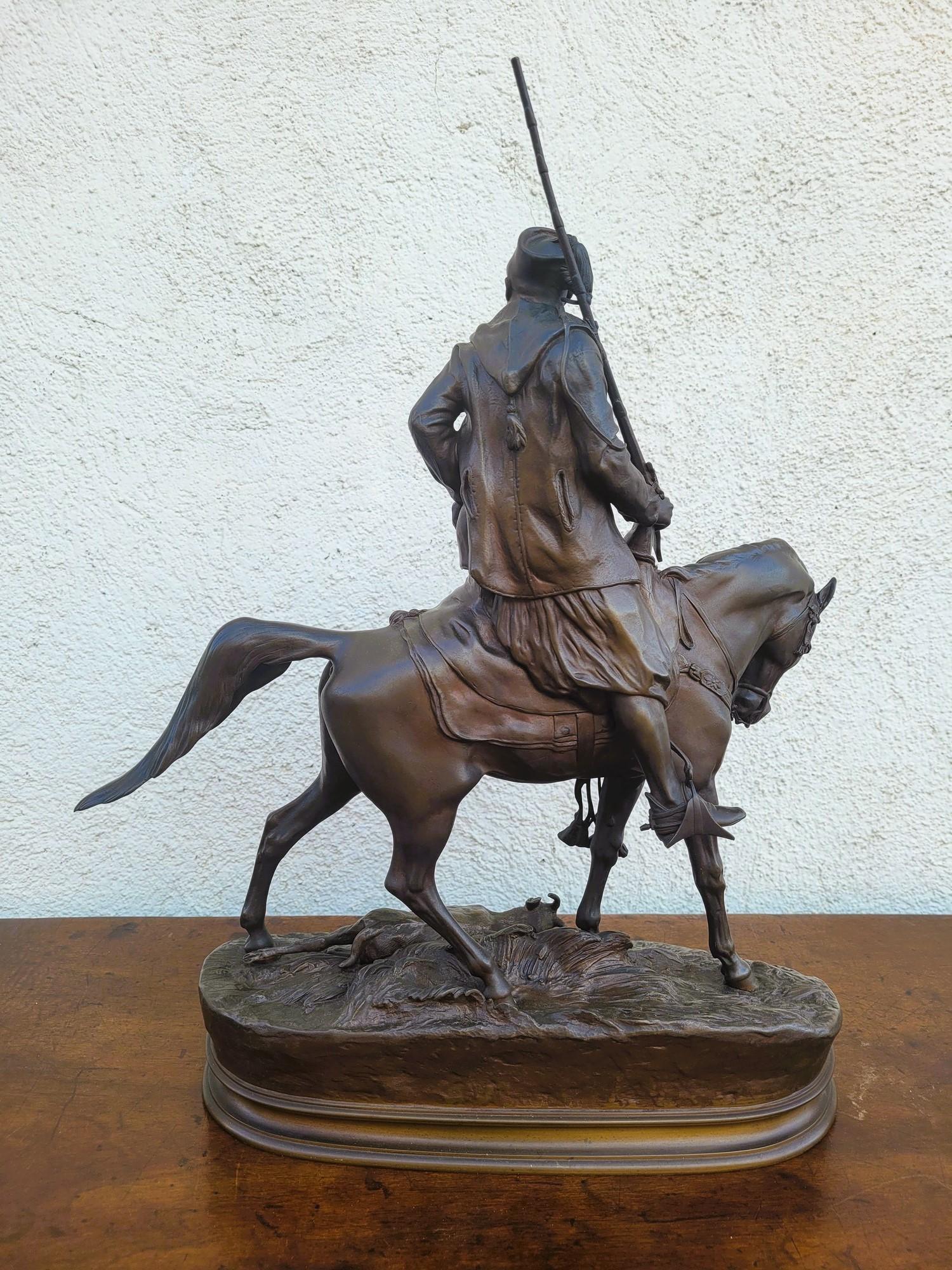 Pj Mêne, Cacciatore africano, bronzo firmato, XIX secolo in vendita 8