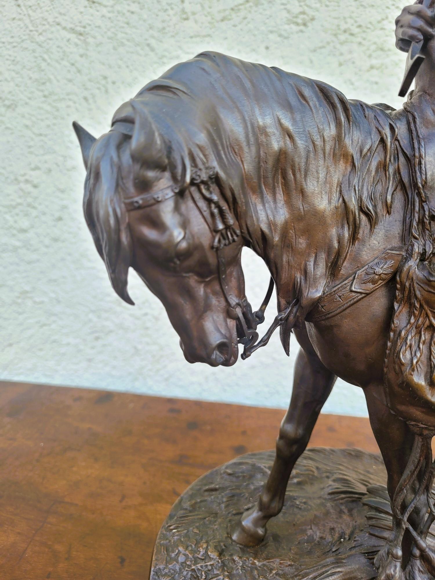 Moresco Pj Mêne, Cacciatore africano, bronzo firmato, XIX secolo in vendita