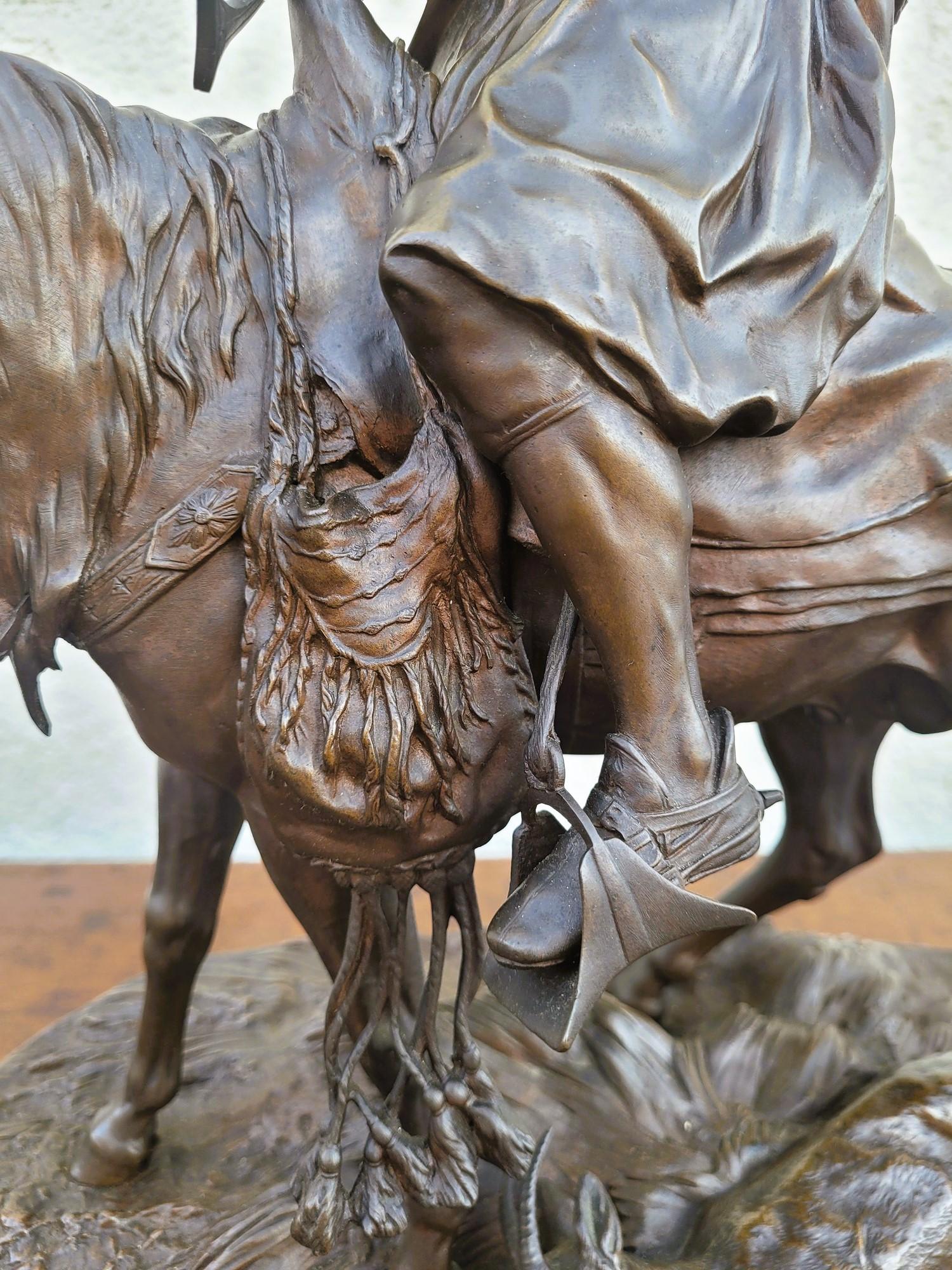 Francese Pj Mêne, Cacciatore africano, bronzo firmato, XIX secolo in vendita
