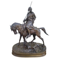 Pj Mêne, African Hunter, Signed Bronze, 19th Century