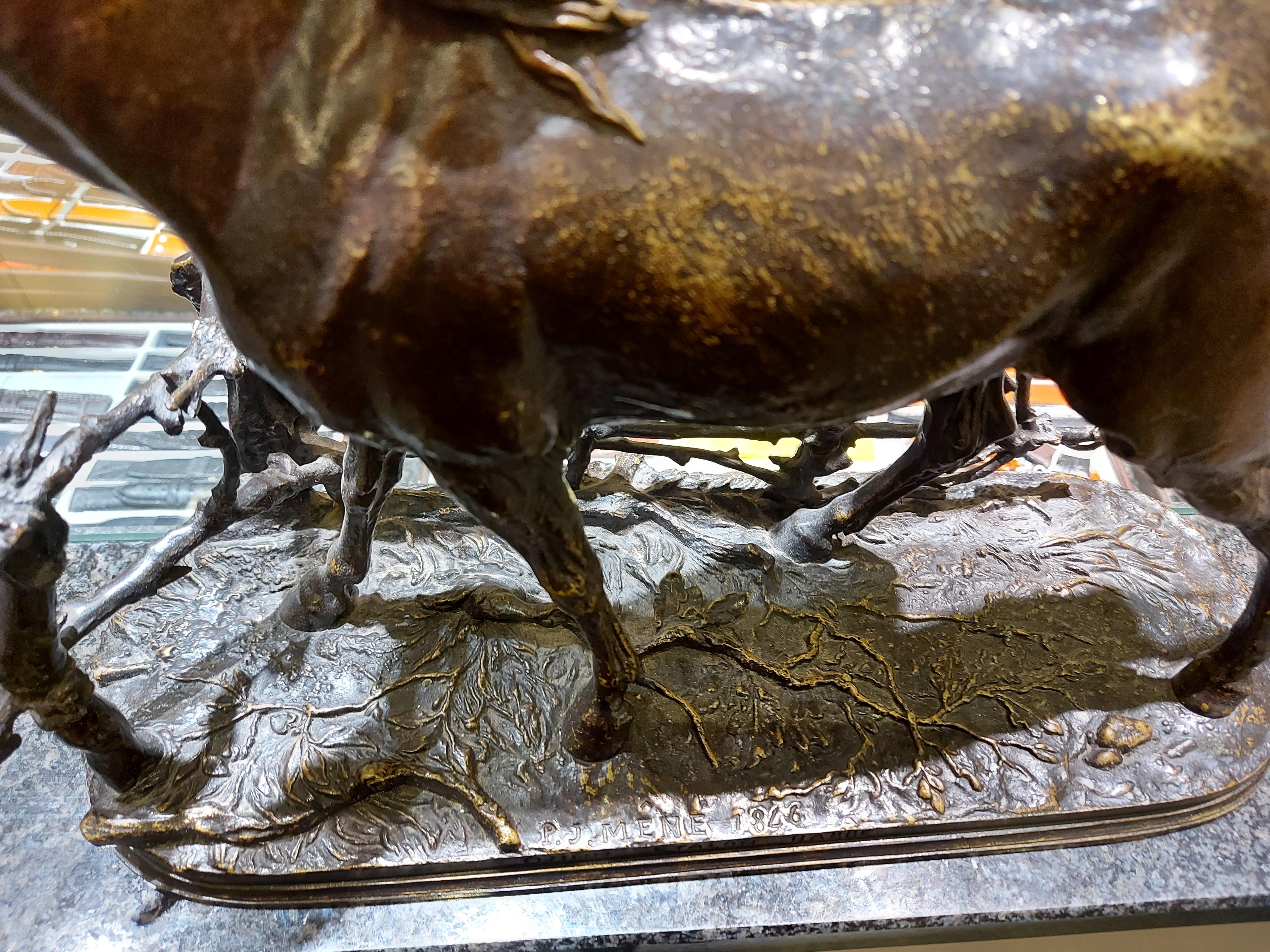 P.J. Mêne, Bronze Pferd Figur Dschinn Etalon Barbe, Französisch Ende des 19. im Angebot 3
