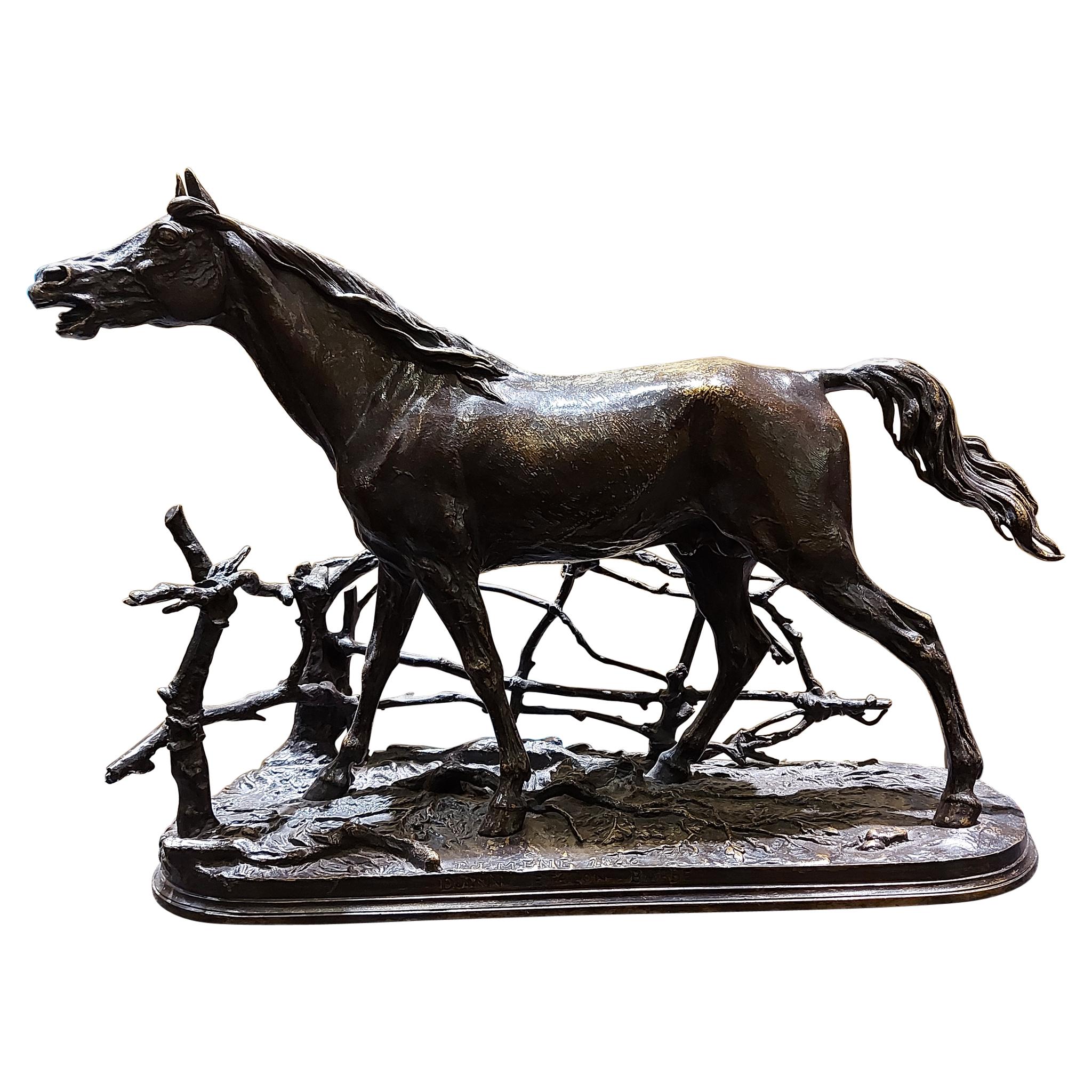 P.J. Mêne, Bronze Horse Figure Djinn Etalon Barbe, French Late 19th Century