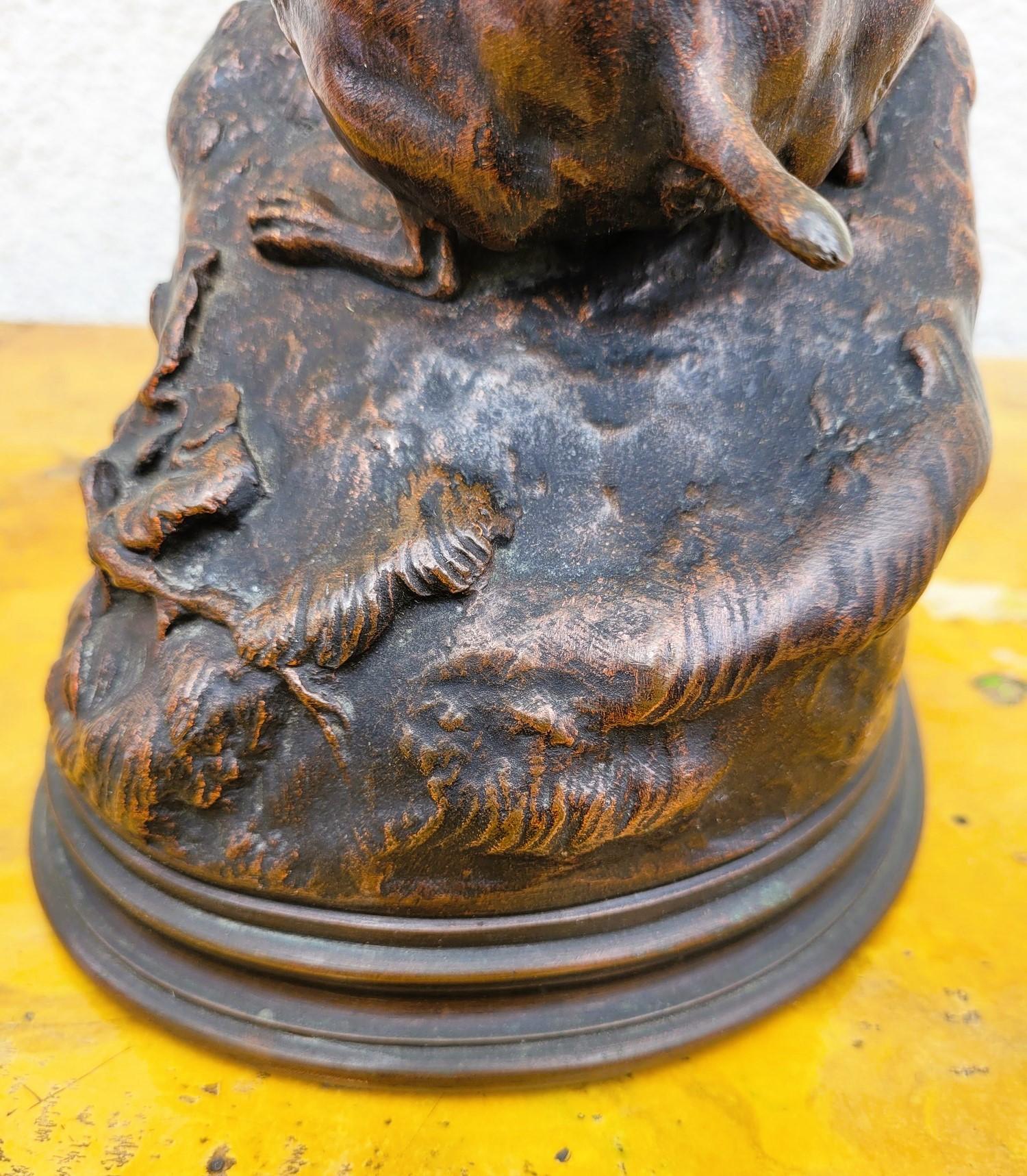 Pj Mêne, Caccia al coniglio, bronzo firmato, XIX secolo in vendita 5