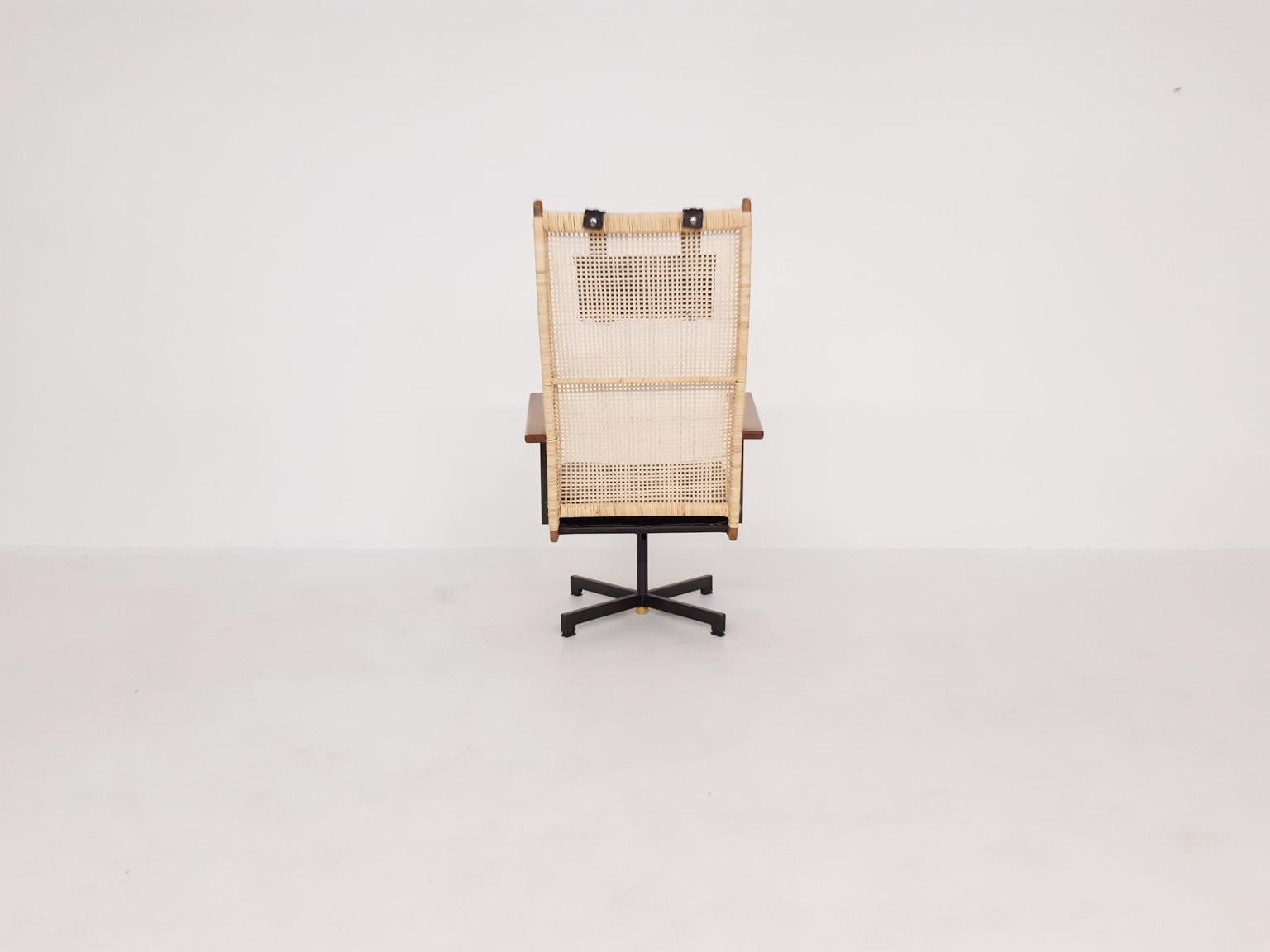 Dutch P.J. Muntendam for Gebr. Jonker Rattan Lounge Chair, the Netherlands, 1950s