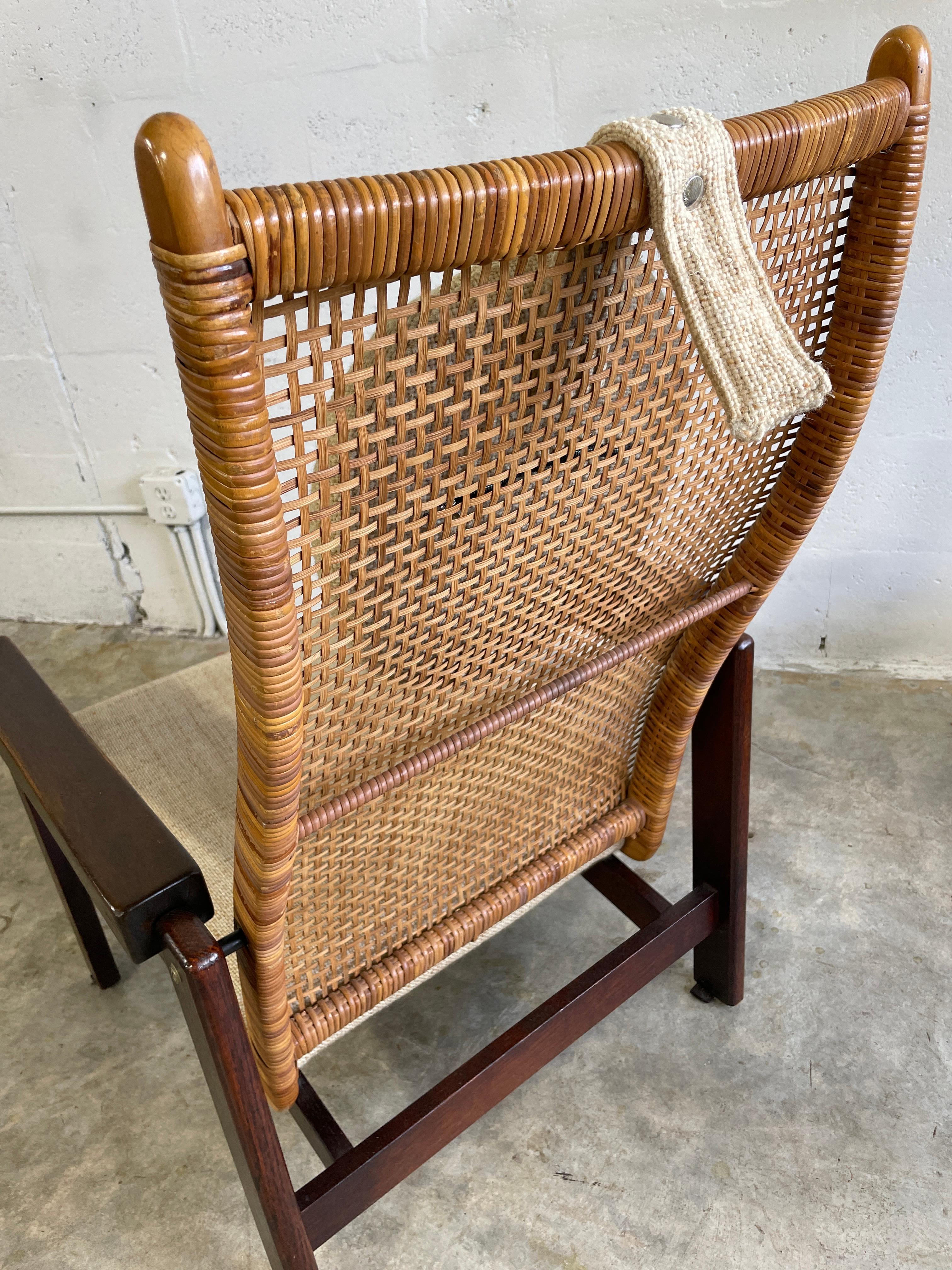 PJ Muntendam for Jonkers Mid Century Wicker Rattan Highback Chair For Sale 5