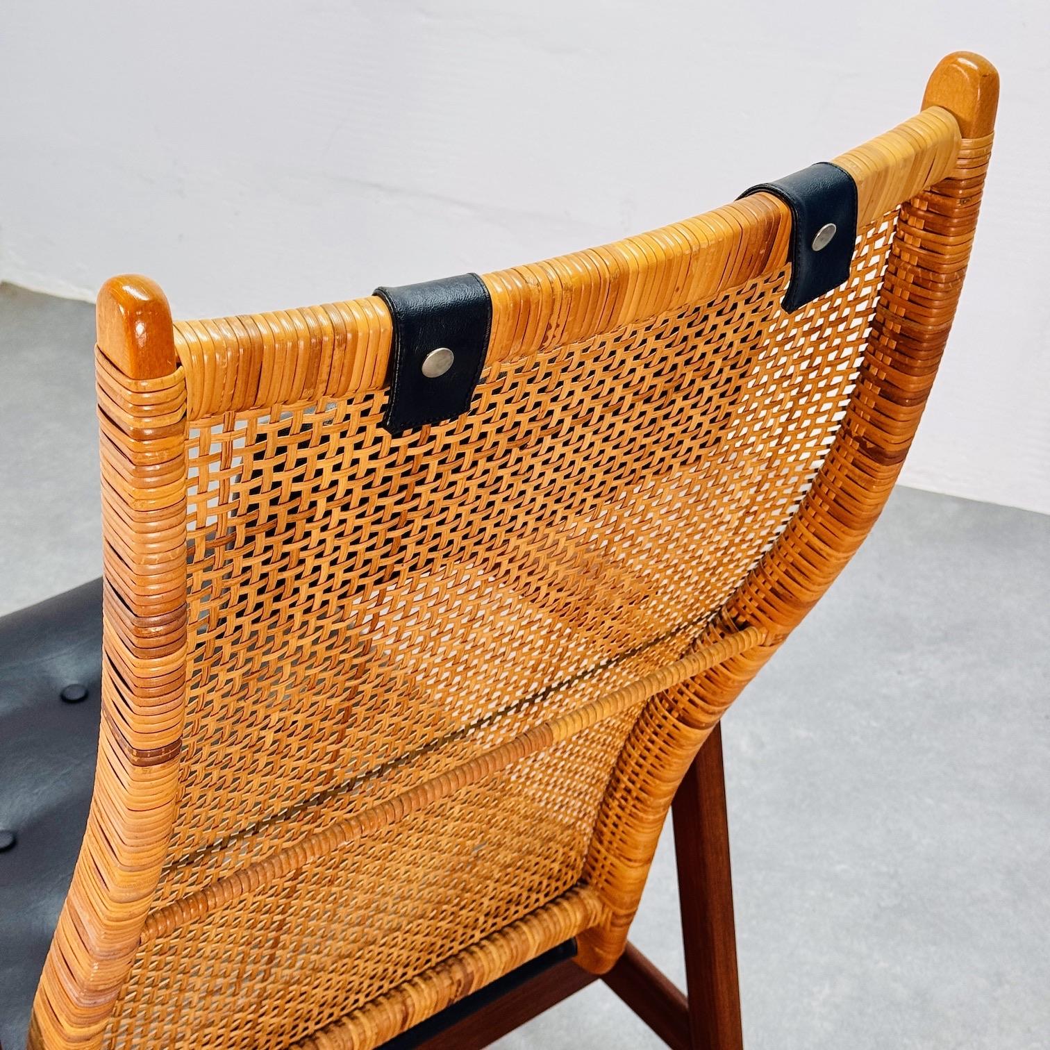 P.J. Muntendam, Loungesessel in neuwertigem Zustand mit hoher Rückenlehne und Rohrgewebe, 1960. im Angebot 1