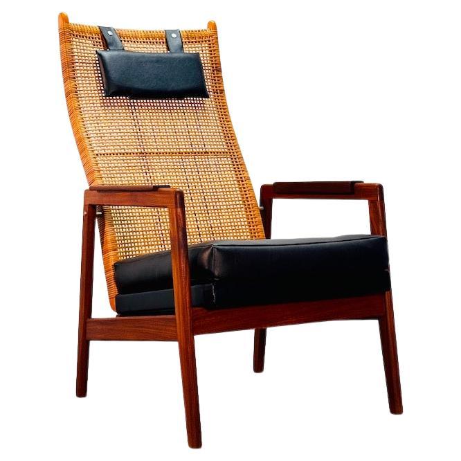 P.J. Muntendam mint condition Lounge chair with Highback cane webbing, 1960.