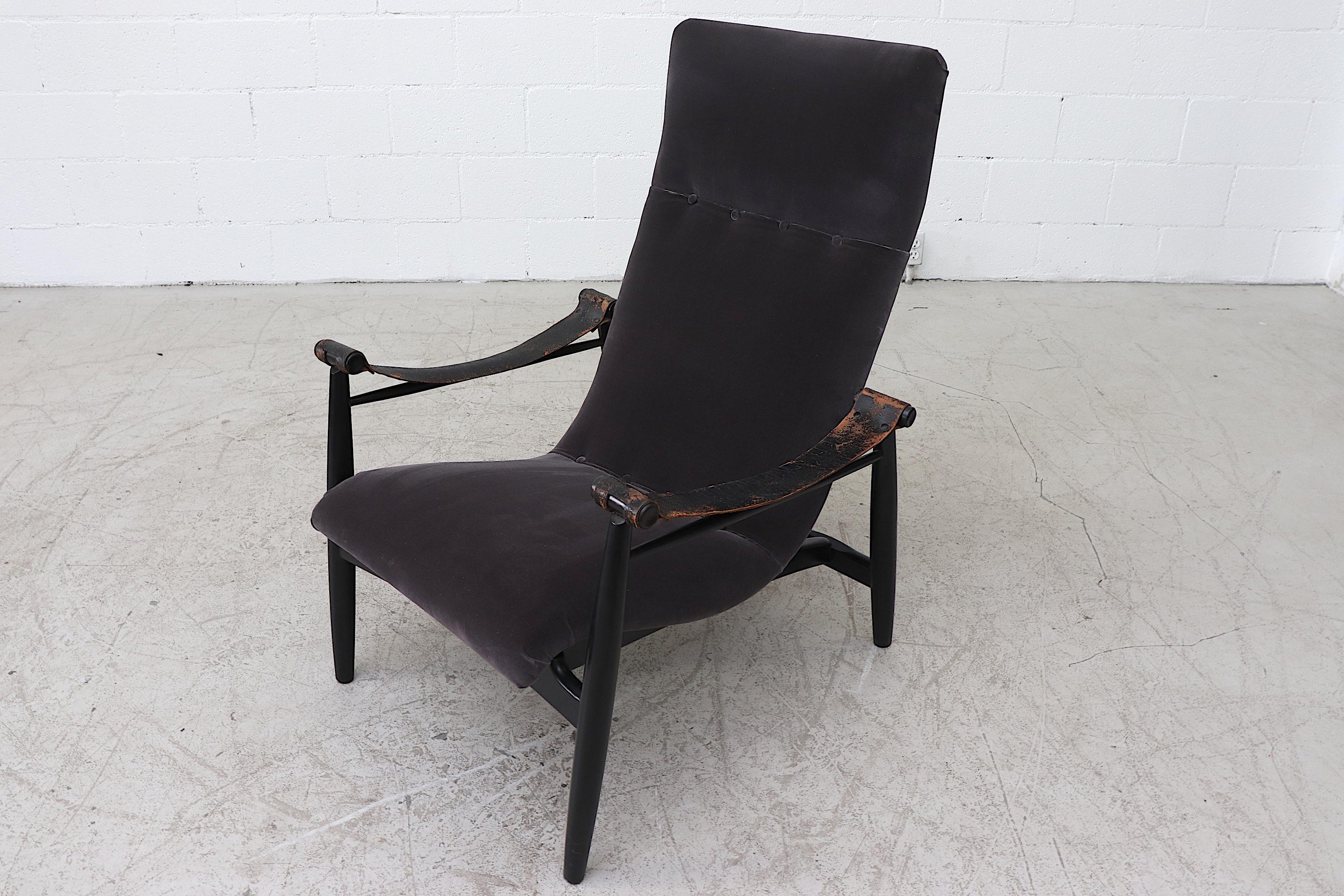 Mid-20th Century P.J. Muntendam Midcentury Lounge Chair with Leather Arms