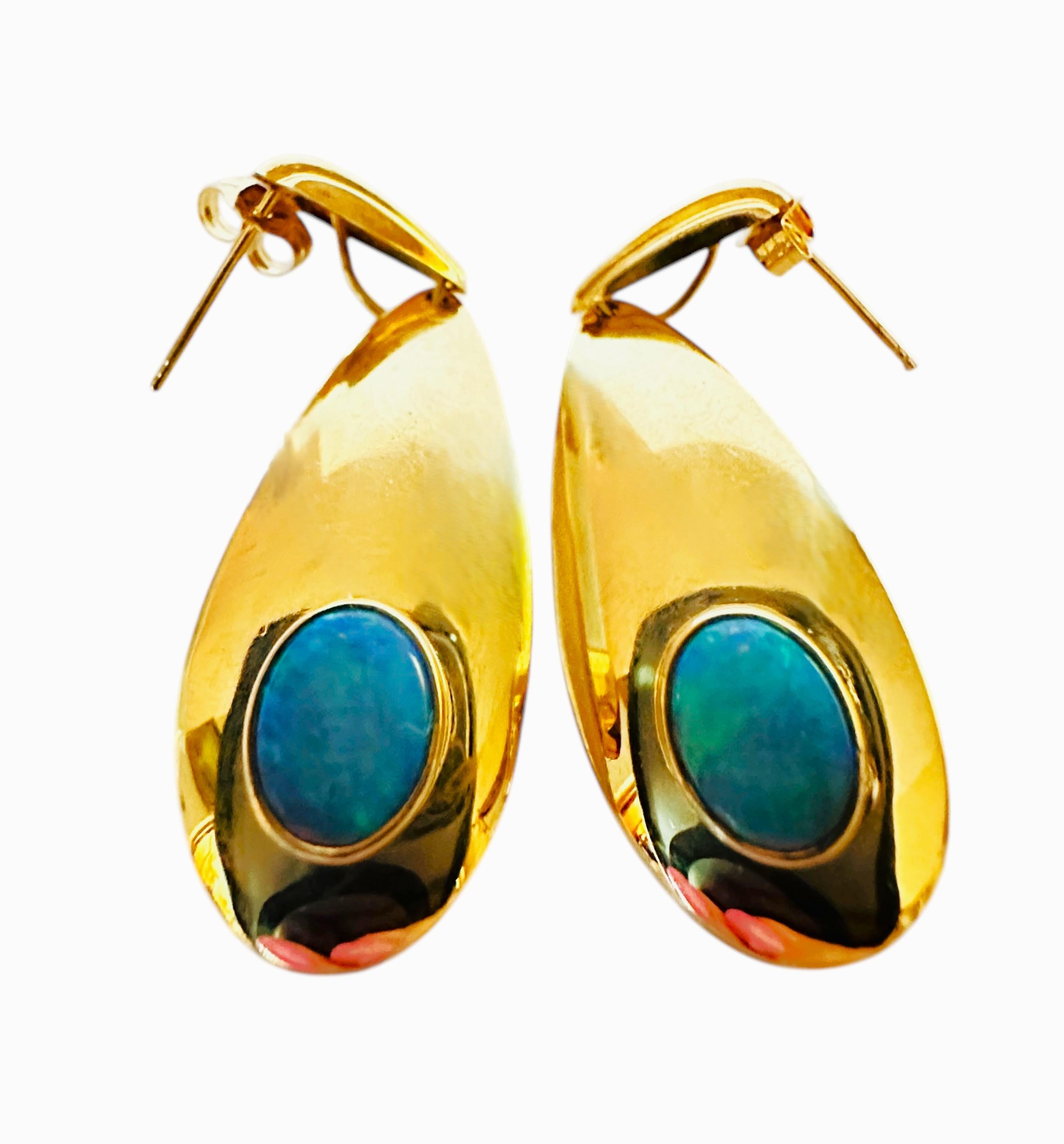 PJ Rosen 14k Yellow Gold 2 Carat Opal Teardrop Earrings - Artist Stamped 2