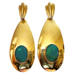 PJ Rosen 14k Yellow Gold 2 Carat Opal Teardrop Earrings - Artist Stamped