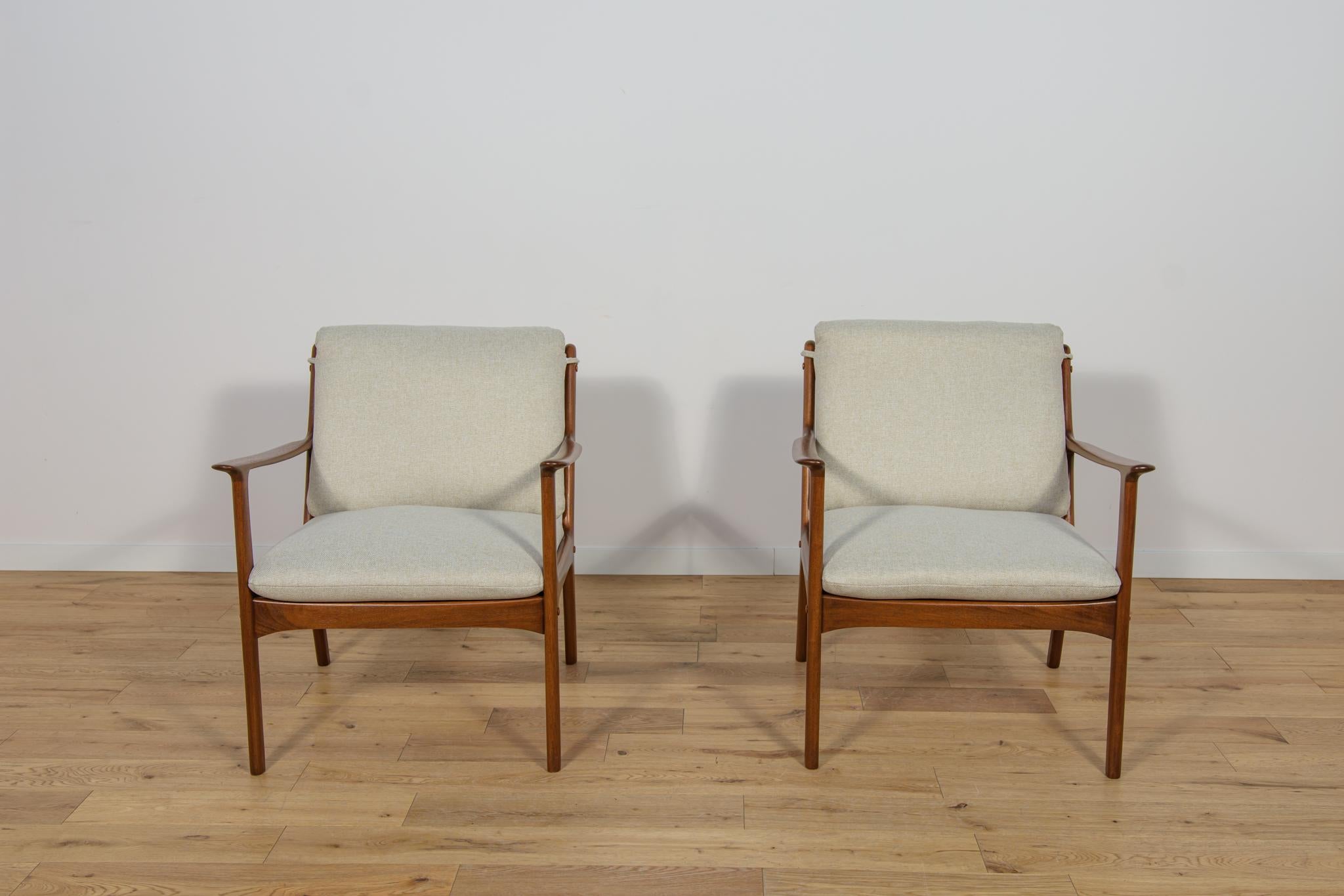 Danish PJ112 Armchairs by Ole Wanscher for Poul Jeppesens, Denmark, 1960s, Set of 2 For Sale