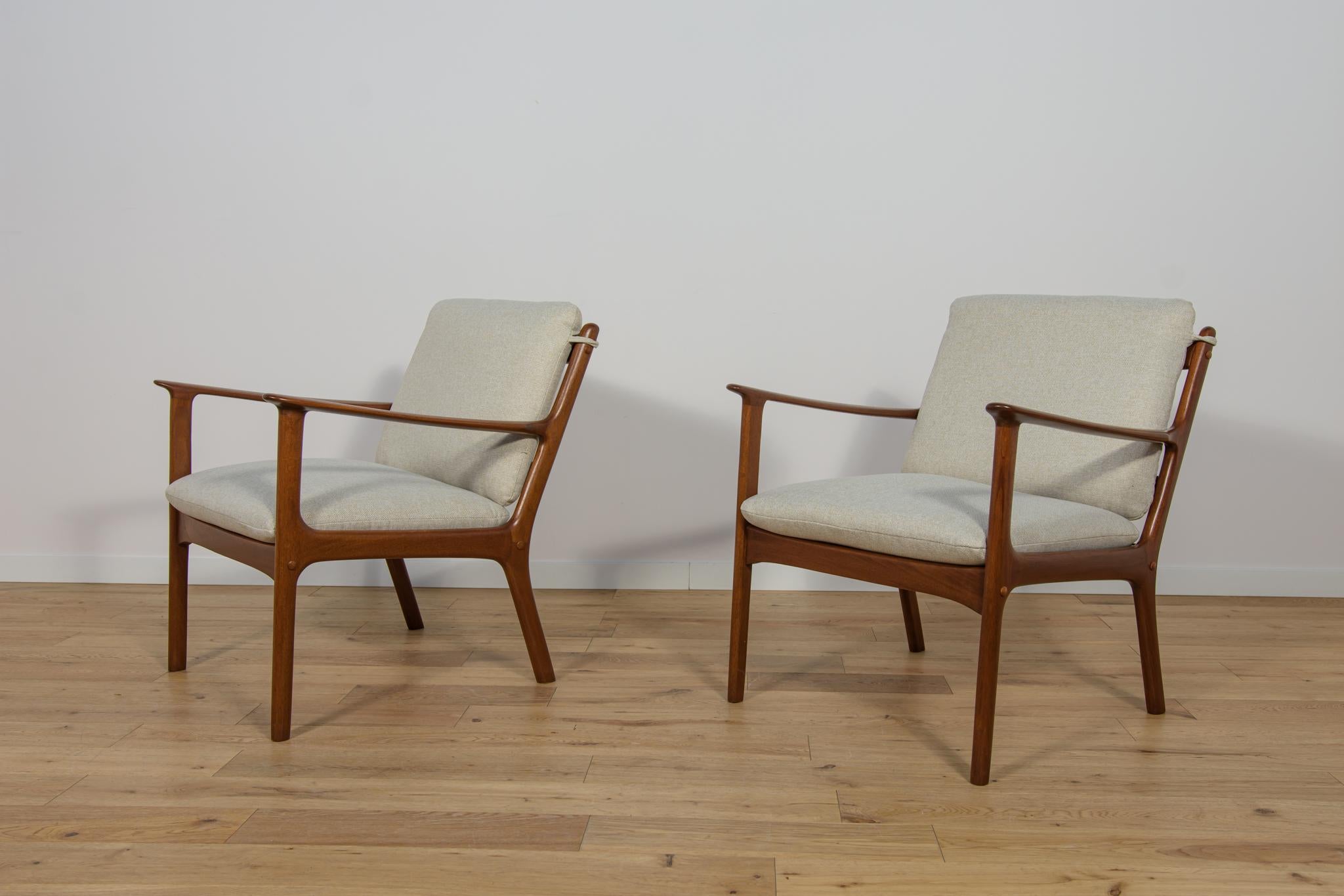 Woodwork PJ112 Armchairs by Ole Wanscher for Poul Jeppesens, Denmark, 1960s, Set of 2 For Sale