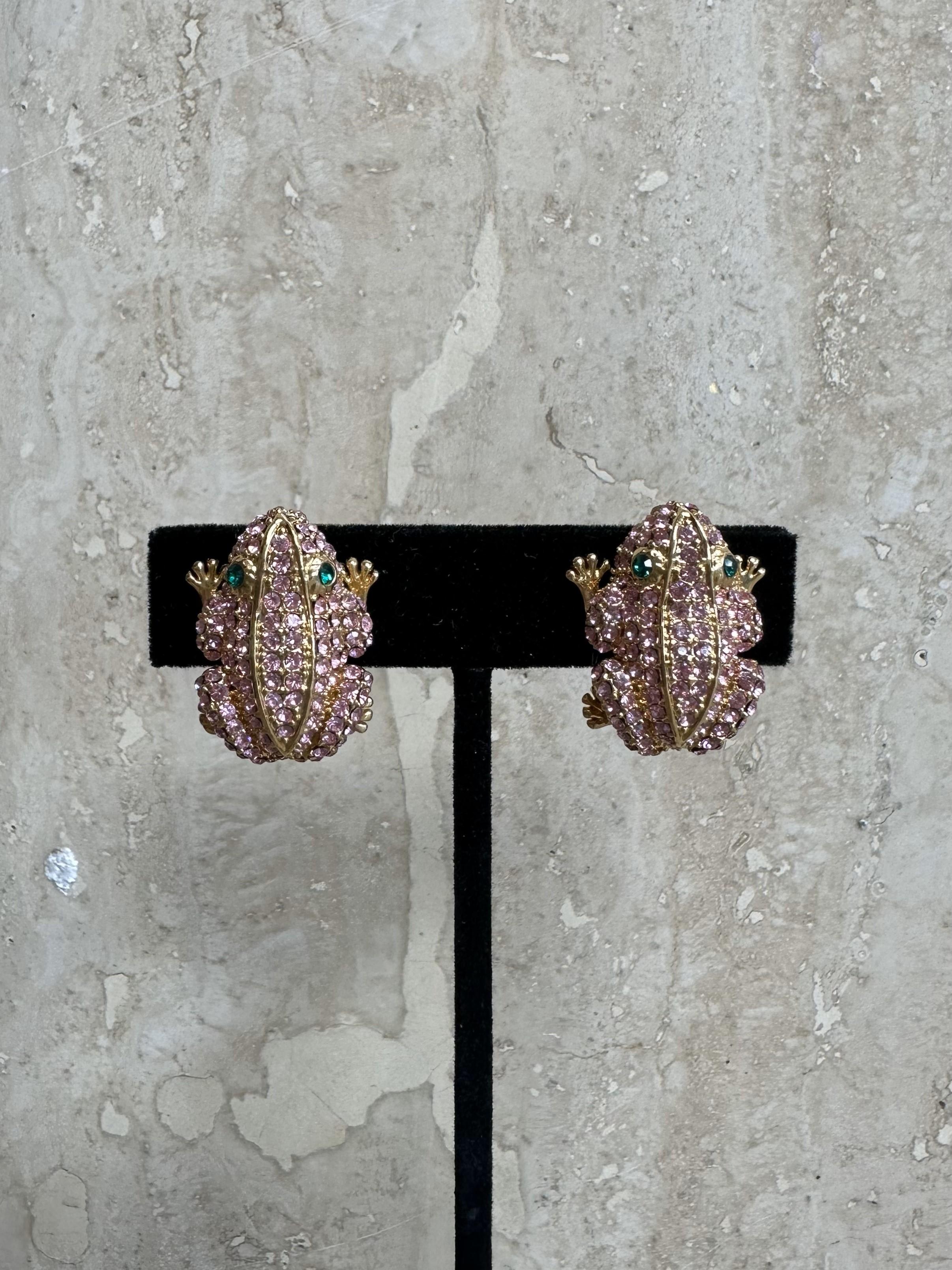 The PJM Frog Earrings are a whimsical and sophisticated take on nature-inspired jewelry. Crafted from high-quality metals and often enhanced with enamel or gemstone details, these earrings offer a playful and unique design that still carries a sense