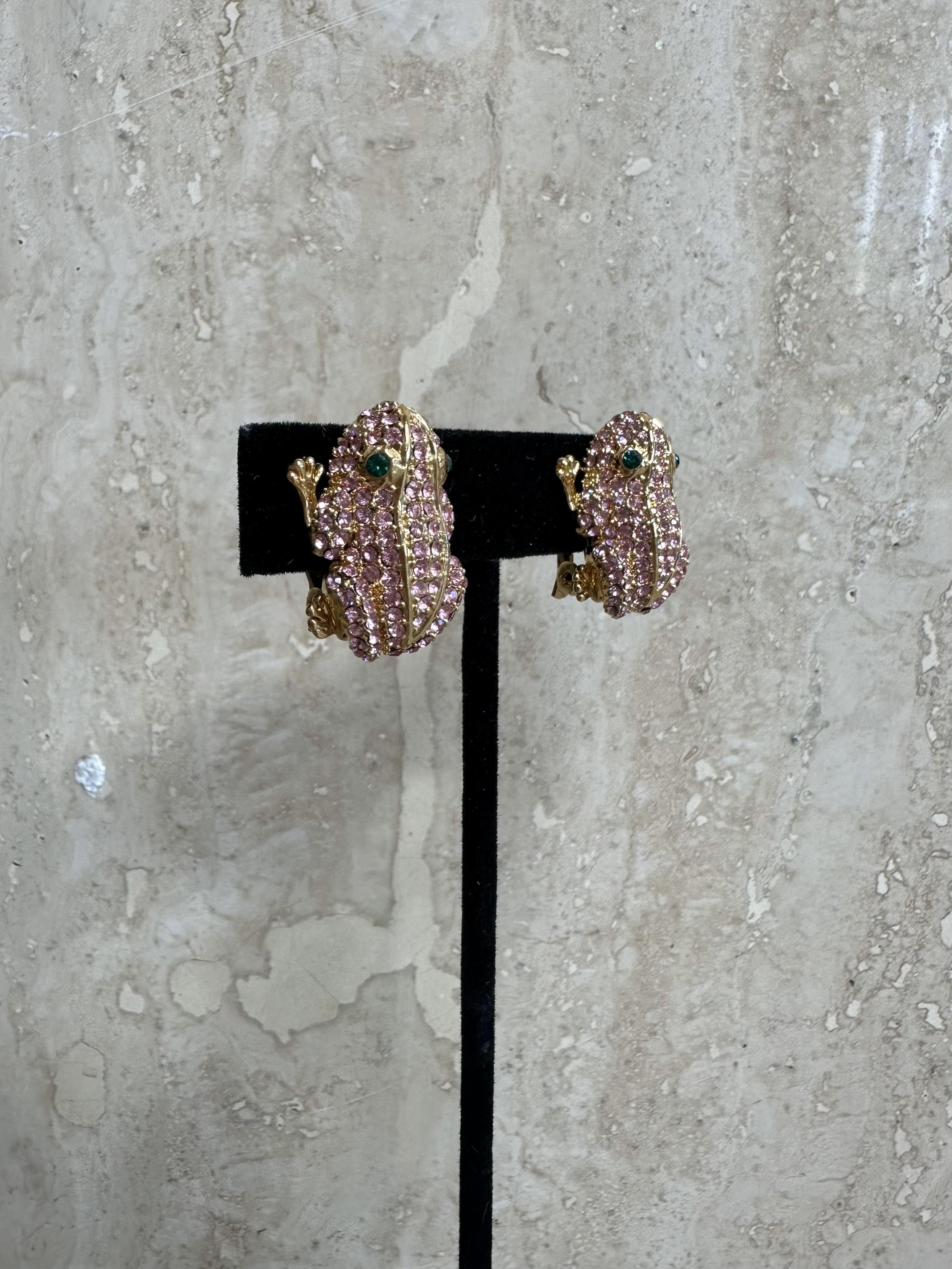 Vintage Boho PJM Frog Earrings In Good Condition For Sale In Lake Worth Beach, FL