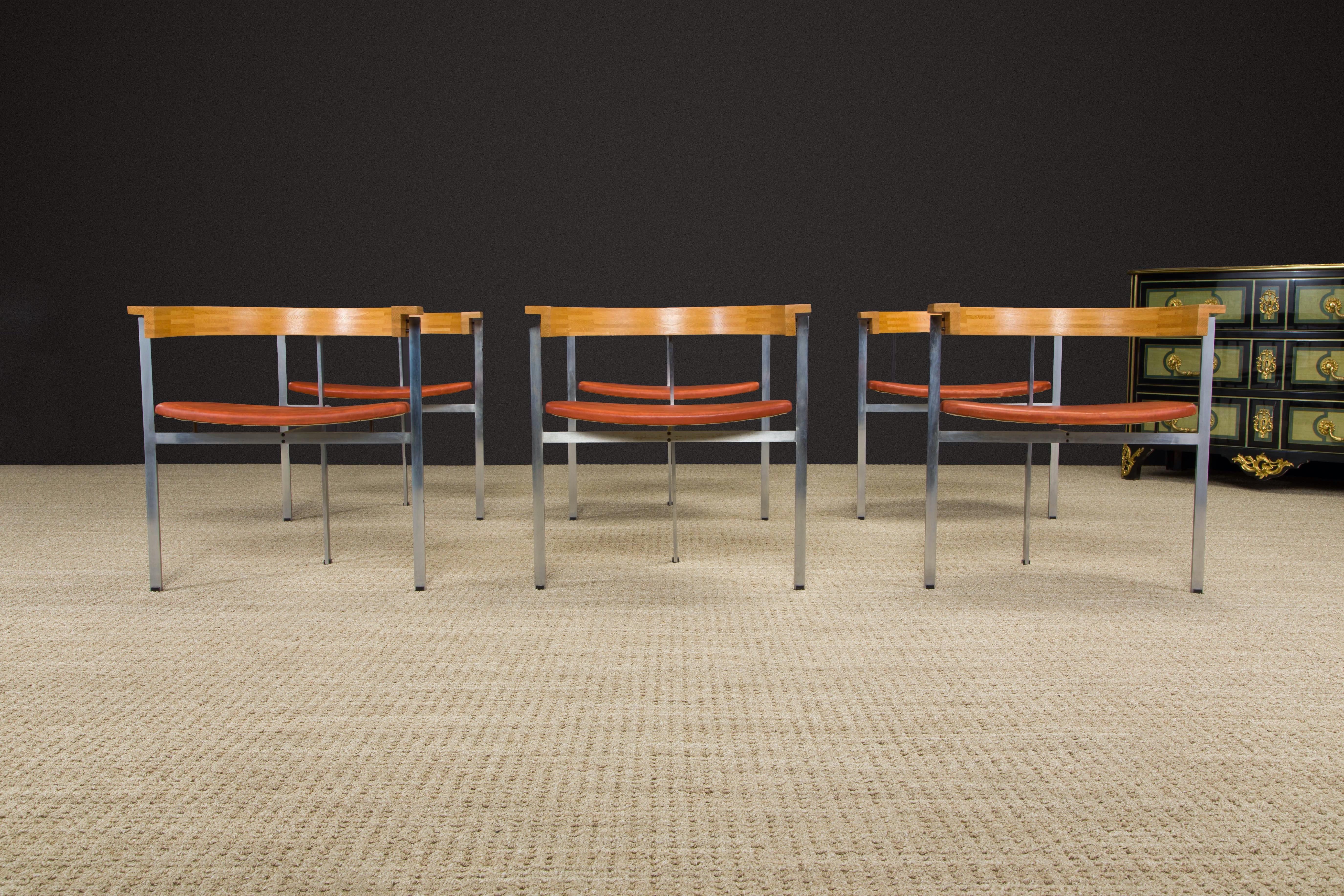 Danish 'PK-11' Armchairs by Poul Kjærholm for EKC, Set of Six, Denmark c. 1957, Signed For Sale