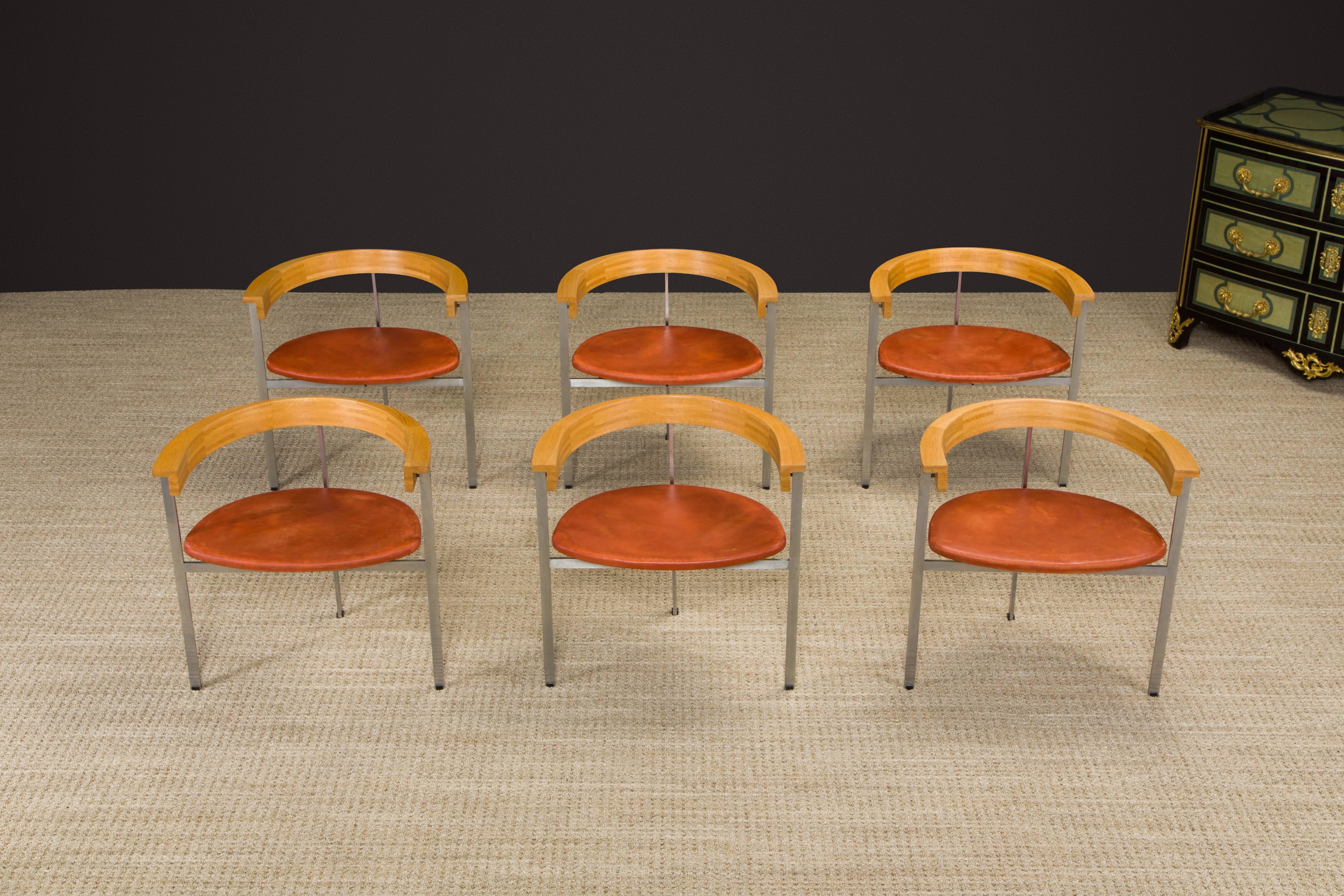 'PK-11' Armchairs by Poul Kjærholm for EKC, Set of Six, Denmark c. 1957, Signed In Good Condition For Sale In Los Angeles, CA