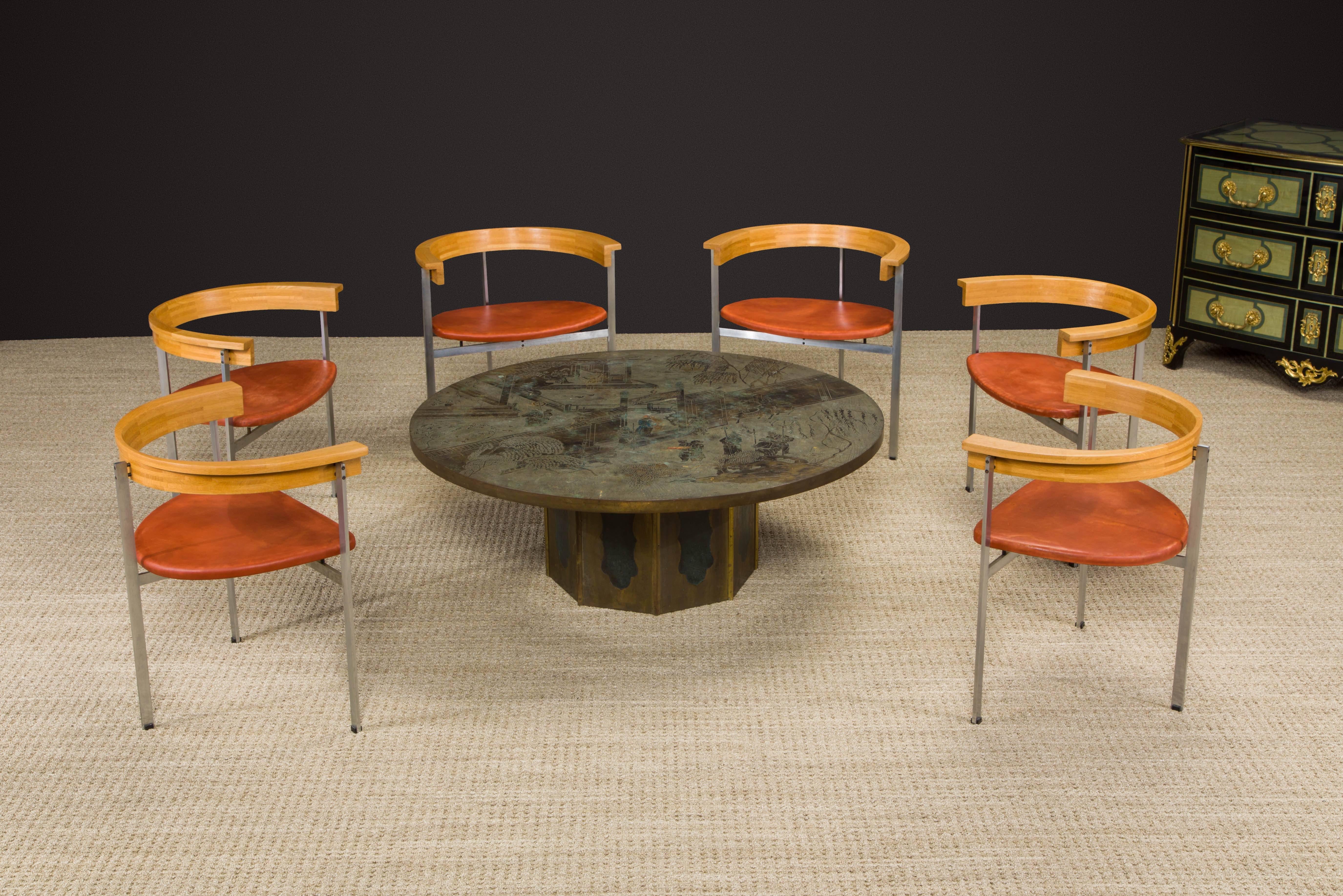 Steel 'PK-11' Armchairs by Poul Kjærholm for EKC, Set of Six, Denmark c. 1957, Signed For Sale