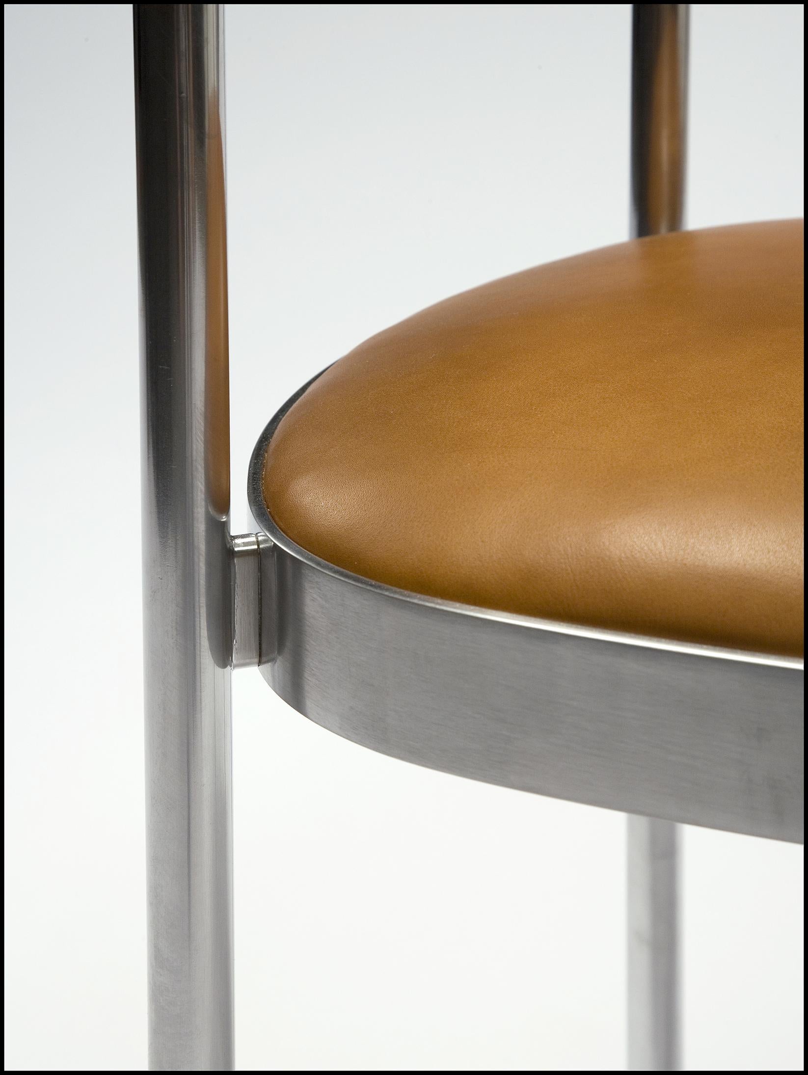 PK 12 Chair in Braided Brown Leather and Stainless Steel by Poul Kjaerholm, 1964 For Sale 5