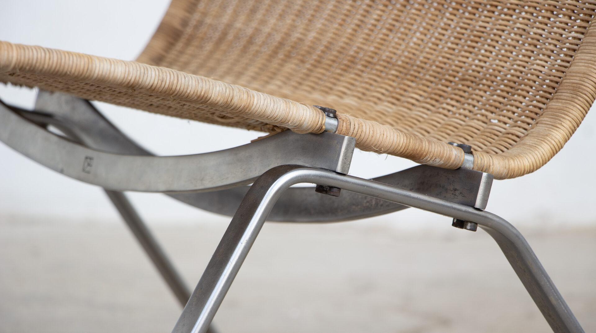 Steel PK 22 armchair by Poul Kjærholm, first edition by E. Kold Christensen For Sale
