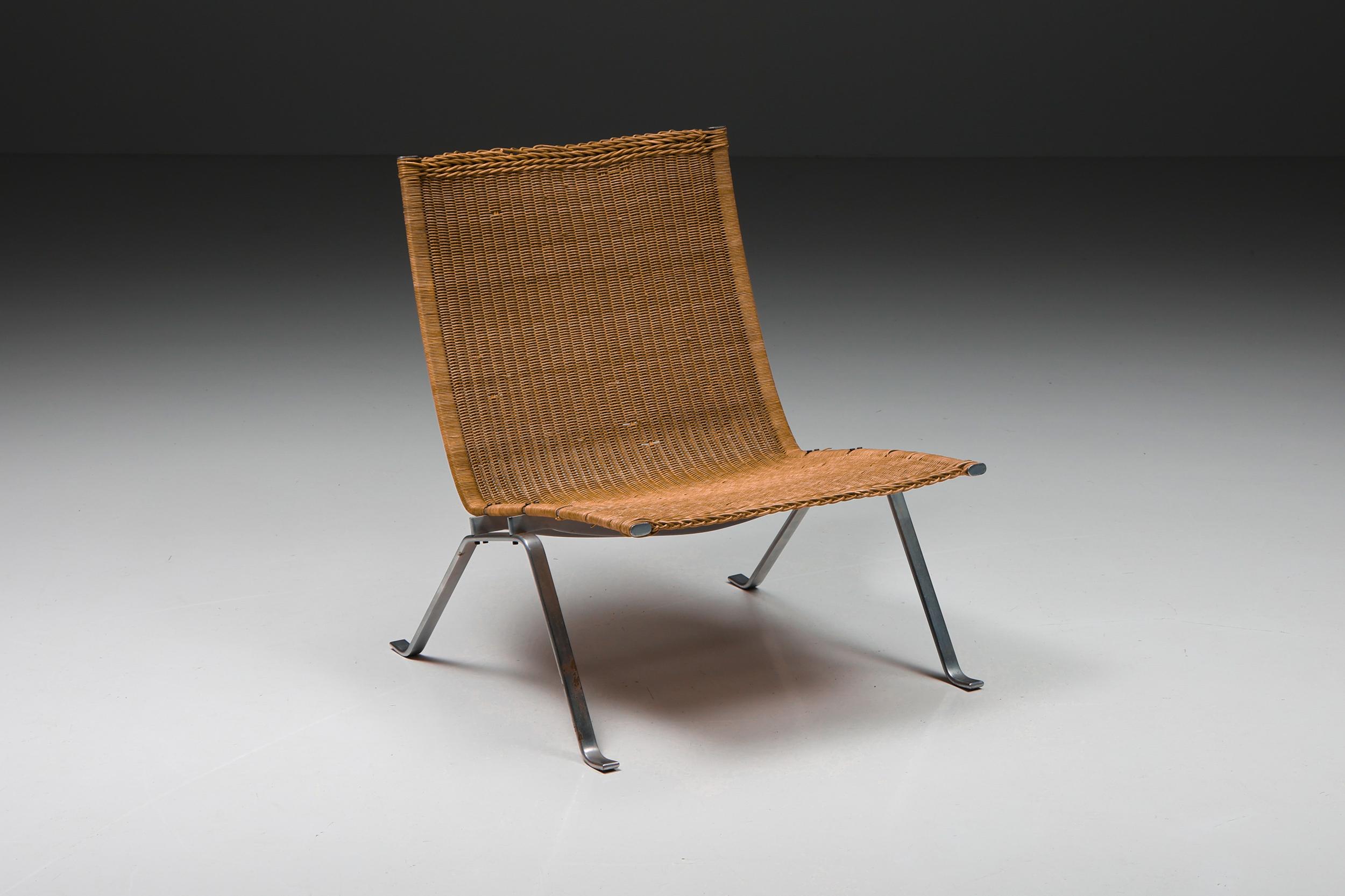 PK-22 Easy Chair von Poul Kjrholm für Fritz Hansen, Skandinavische Moderne, 1980er Jahre (Gebürstet) im Angebot