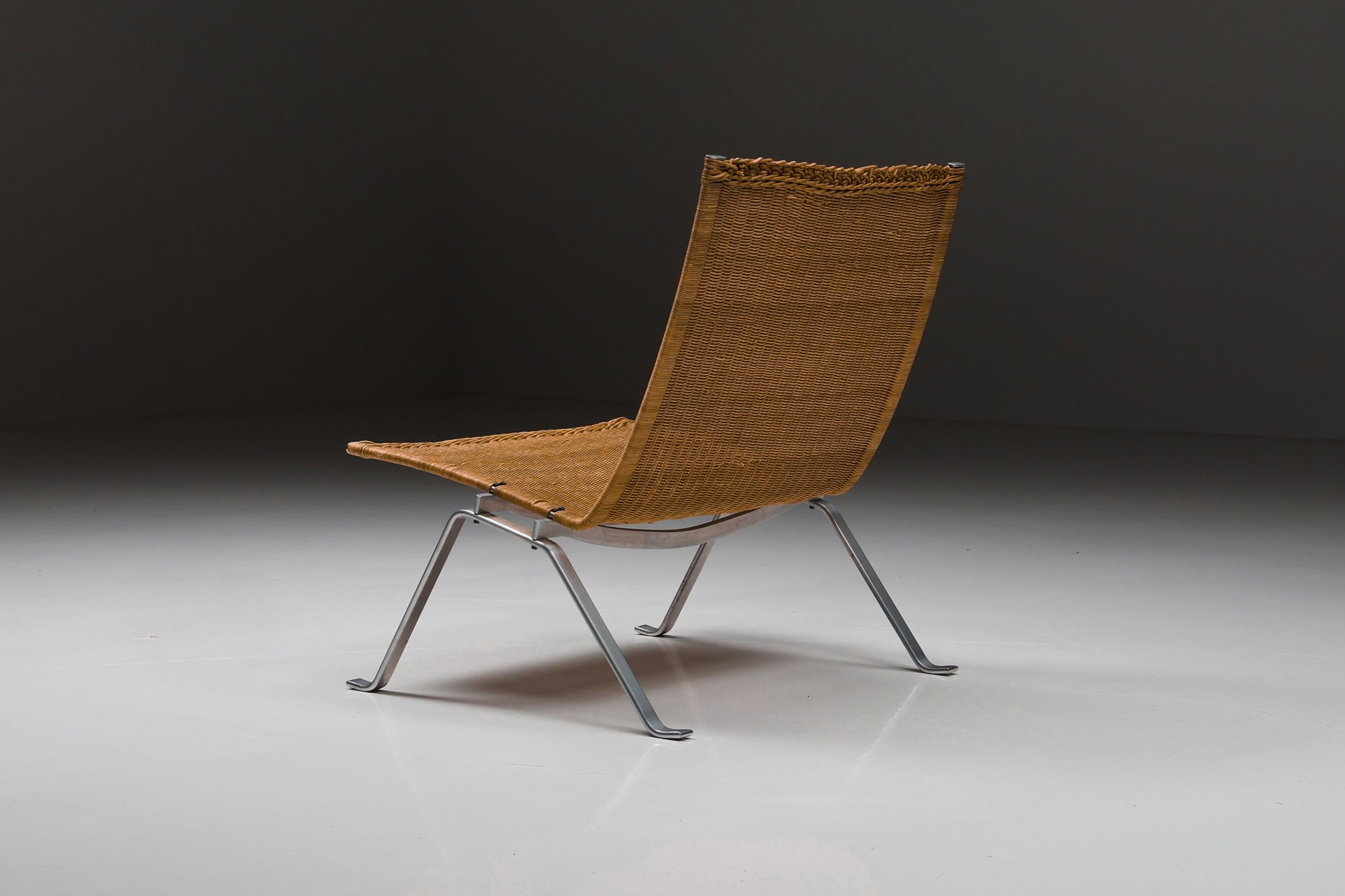 Brushed PK-22 Easy Chair by Poul Kjærholm for Fritz Hansen, Scandinavian Modern, 1980's For Sale
