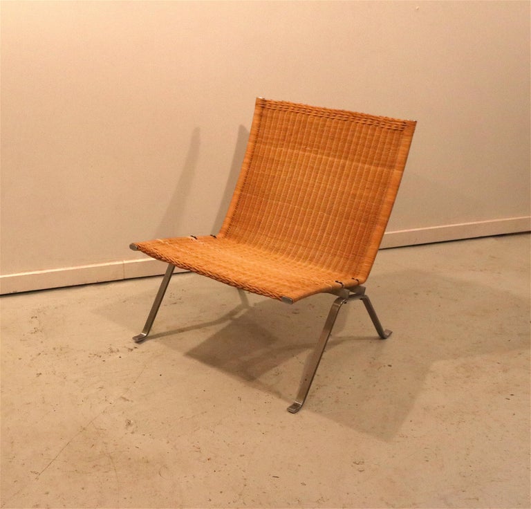 PK-22 Easy Chair by Poul Kjærholm for Fritz Hansen, Vintage Rattan ...