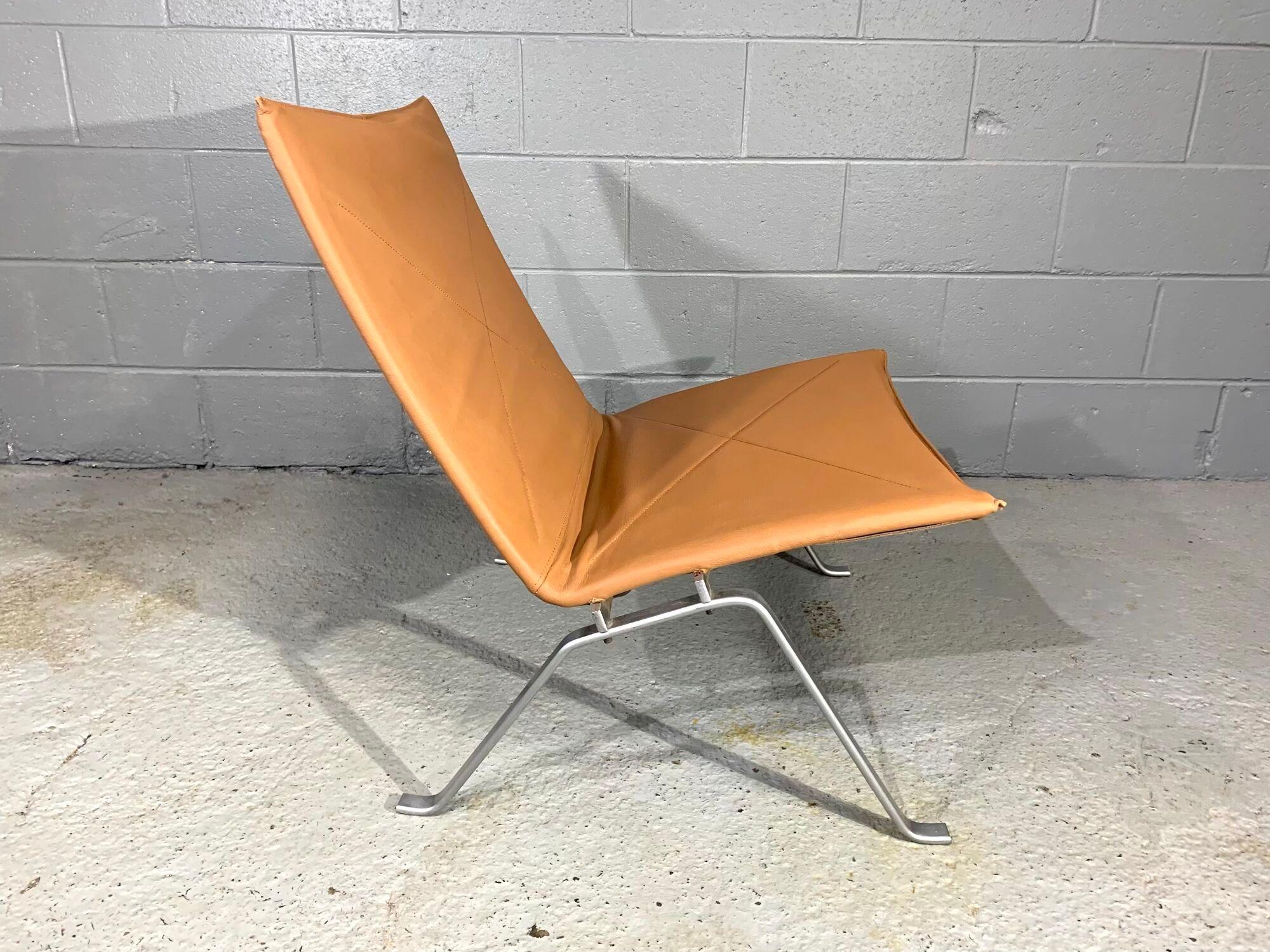 PK 22 Lounge Chair by Poul Kjærholm for E. Kold Christensen with Brown Leather 3