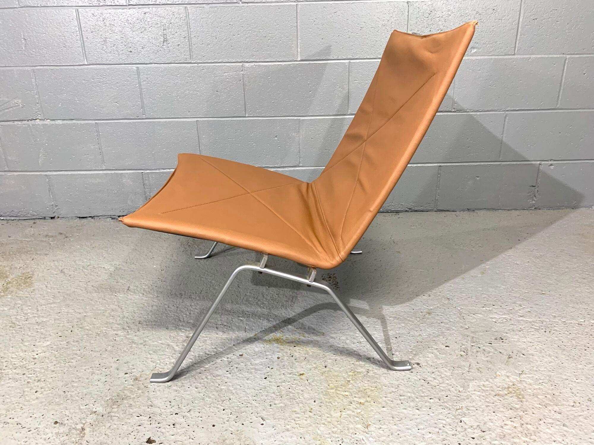 PK 22 Lounge Chair by Poul Kjærholm for E. Kold Christensen with Brown Leather 1