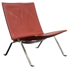 Silla de salón PK 22 de Poul Kjearholm para Fritz Hansen, Piel Oxblood
