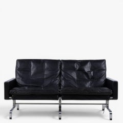 PK 31/2 - Canapé 2 places en cuir noir, par Poul Kjærholm