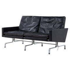 PK 31/2 - Canapé 2 places en cuir noir, par Poul Kjærholm