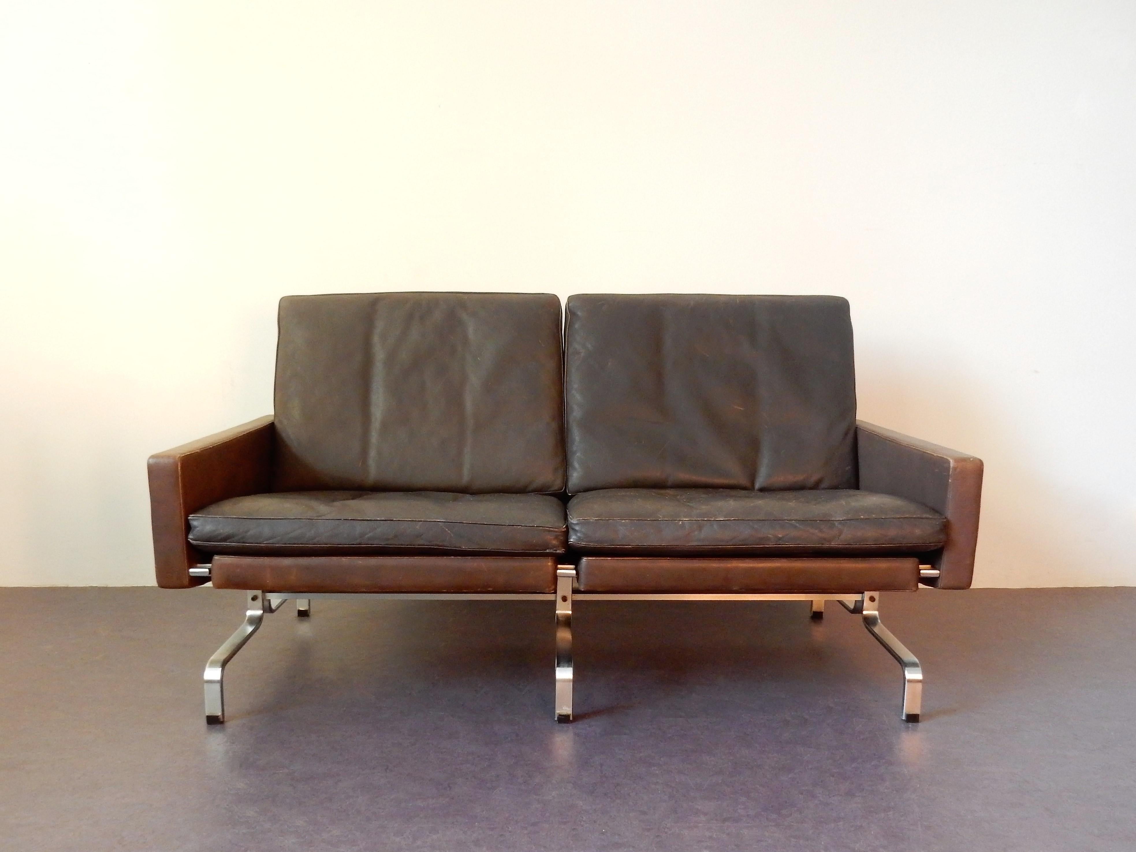 Mid-20th Century PK-31/2 Leather Sofa by Poul Kjaerholm for E. Kold Christensen, 1958, Denmark For Sale